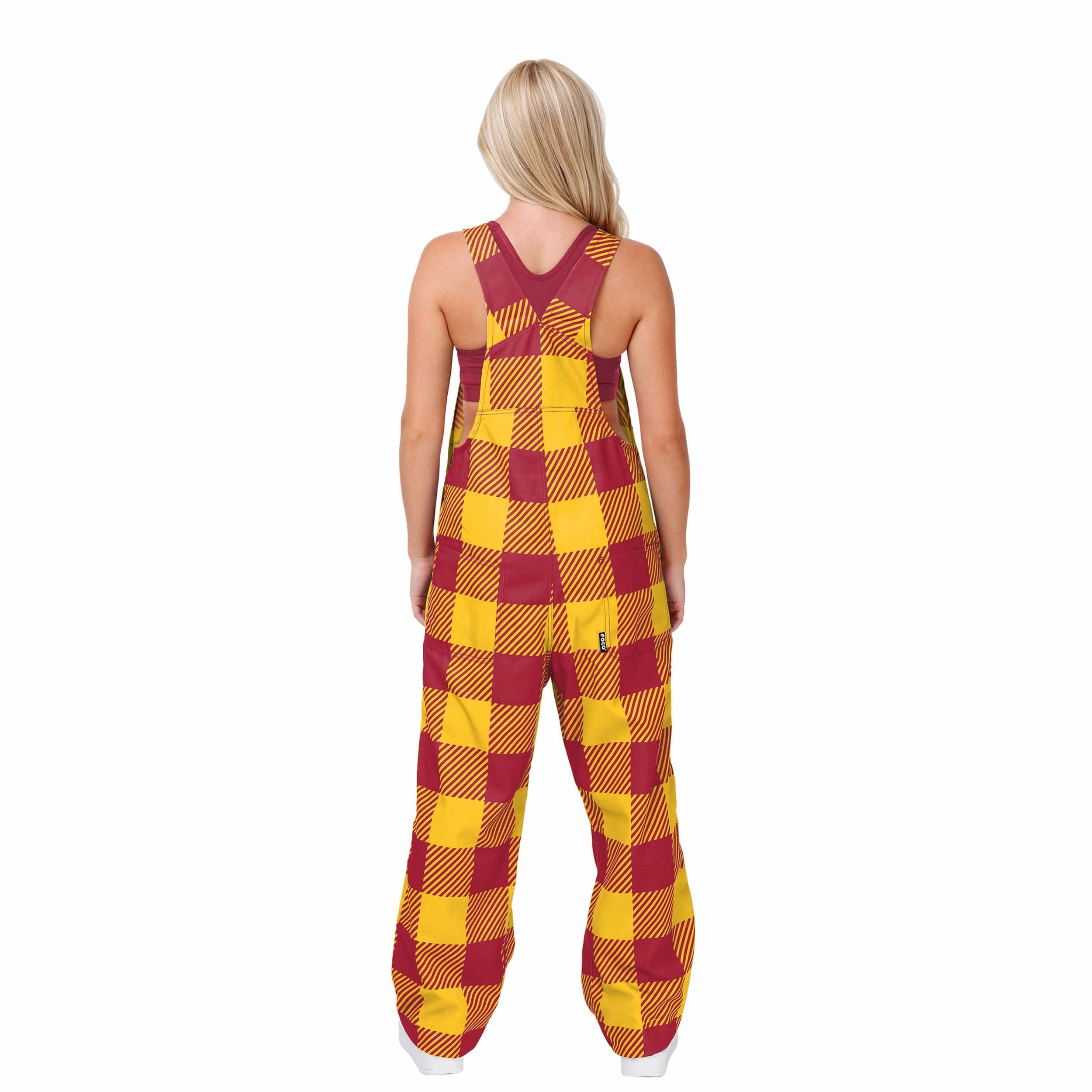 USC Trojans NCAA Womens Plaid Bib Overalls - Image 2