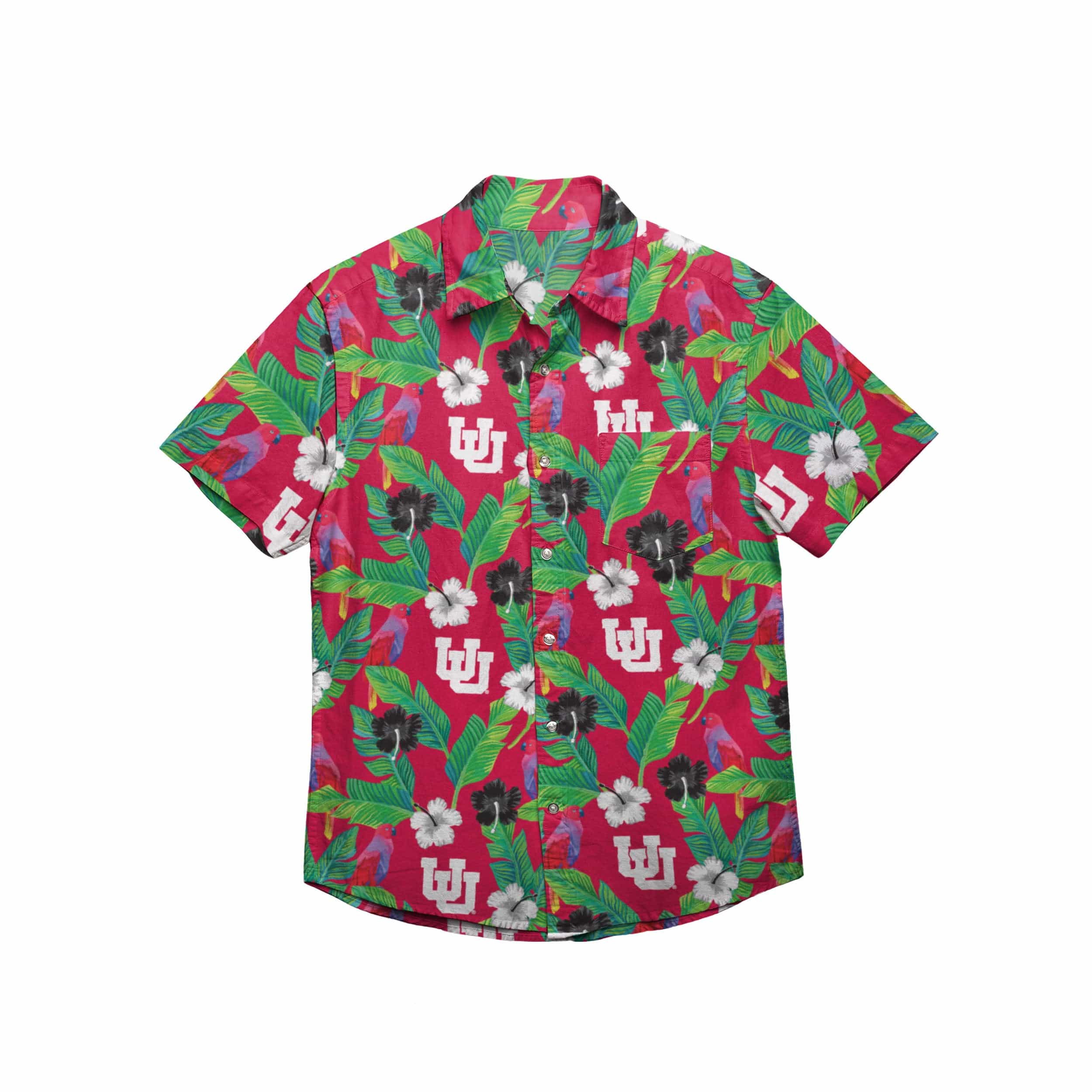Utah Utes NCAA Mens Floral Button Up Shirt - Image 3