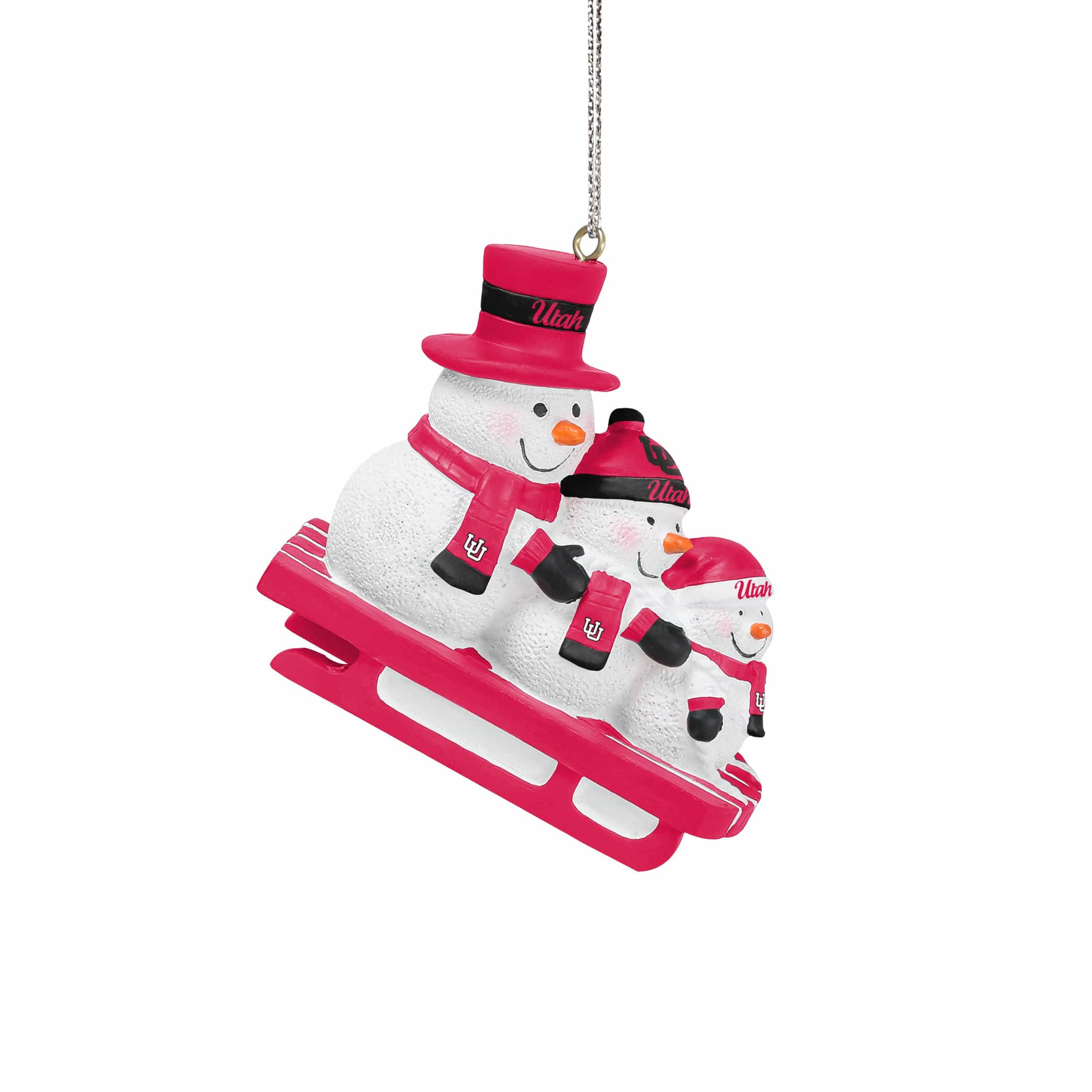 Utah Utes NCAA Sledding Snowmen Ornament - Image 2