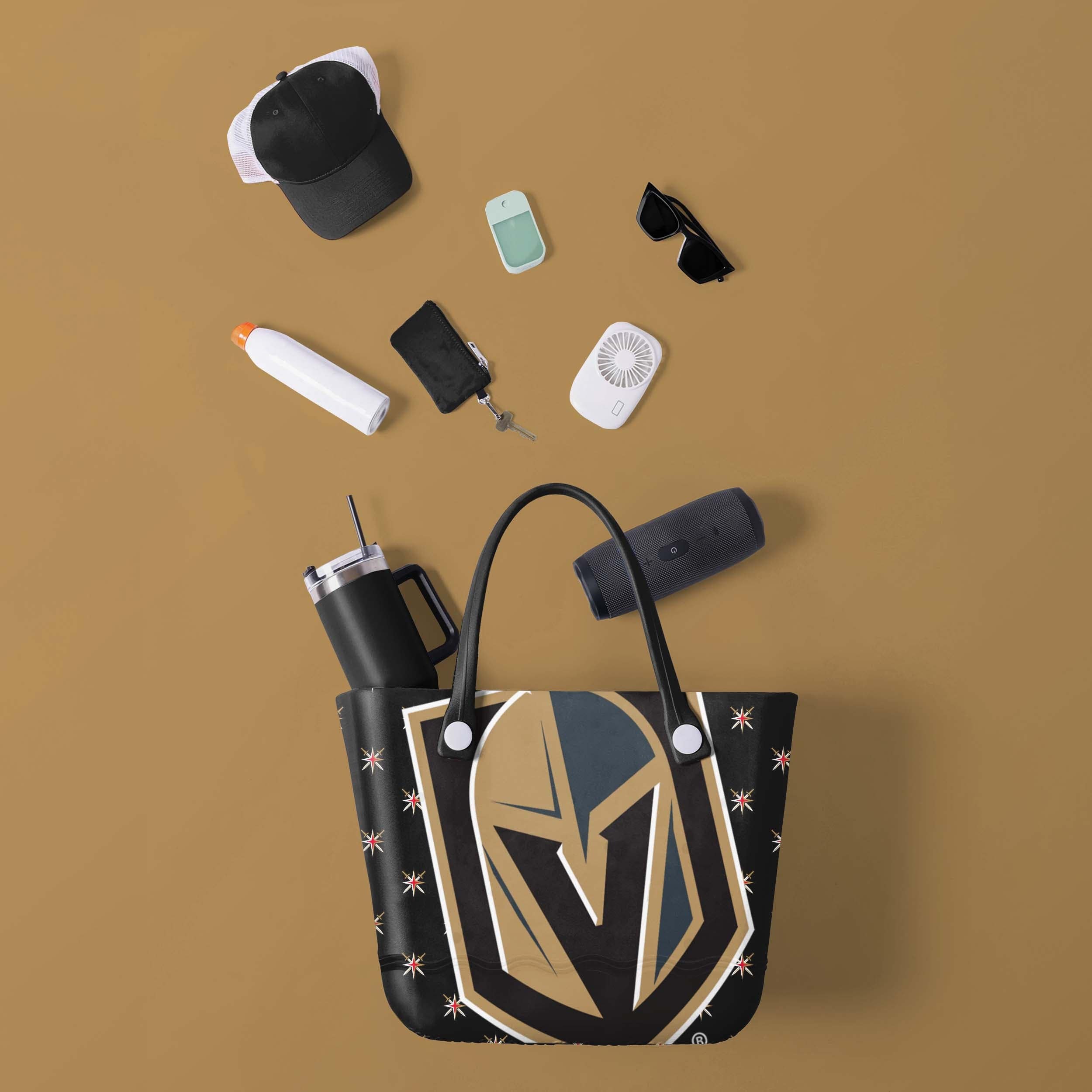 Vegas Golden Knights Big Logo Mini Print Tailgate Tote Bag - Image 2