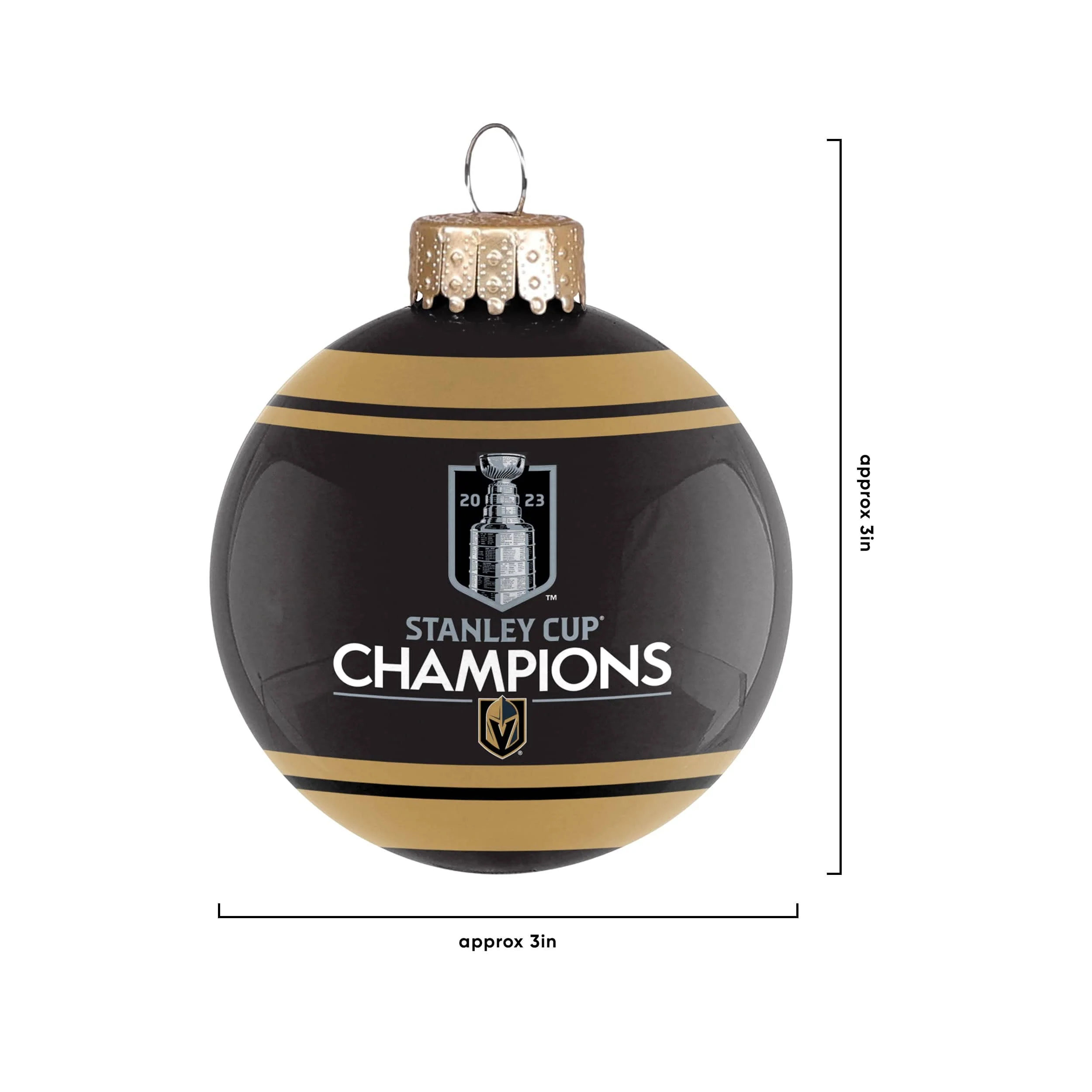 Vegas Golden Knights NHL 2023 Stanley Cup Champions Glass Ball Ornament - Image 2