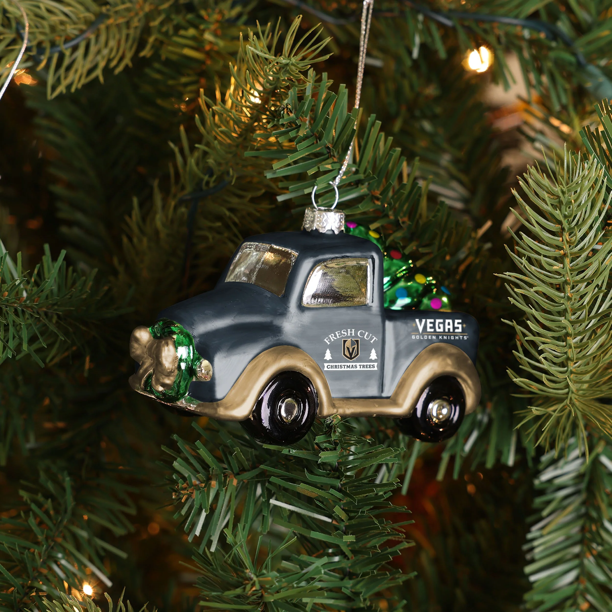Vegas Golden Knights NHL Blown Glass Truck Ornament - Image 3