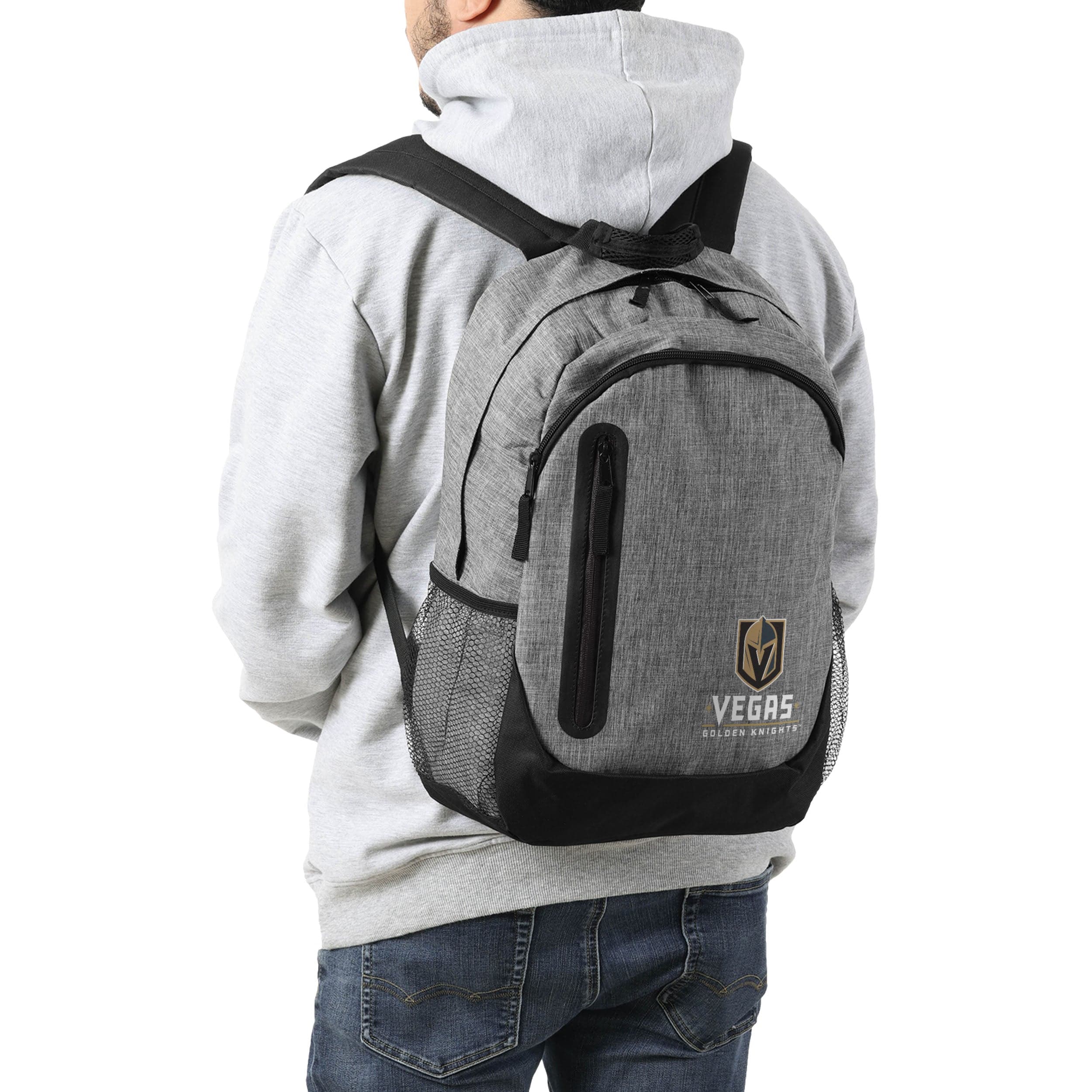 Vegas Golden Knights NHL Heather Grey Bold Color Backpack - Image 5