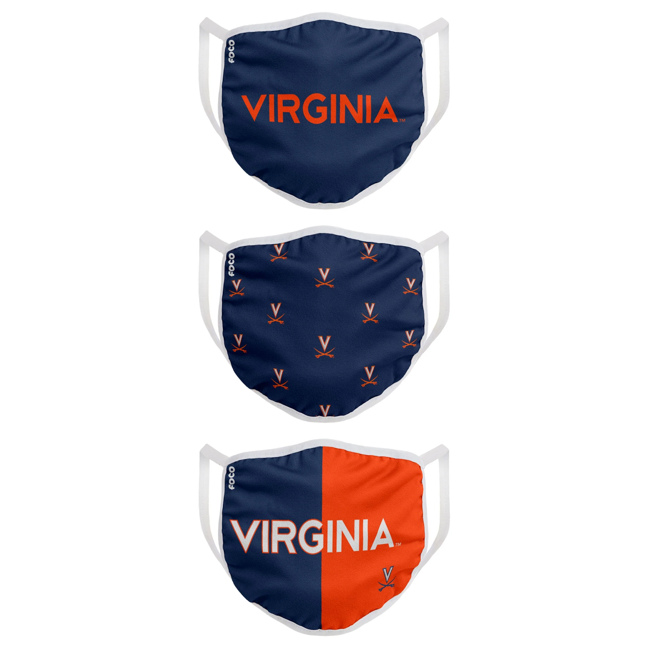 Virginia Cavaliers NCAA 3 Pack Face Cover - Image 2