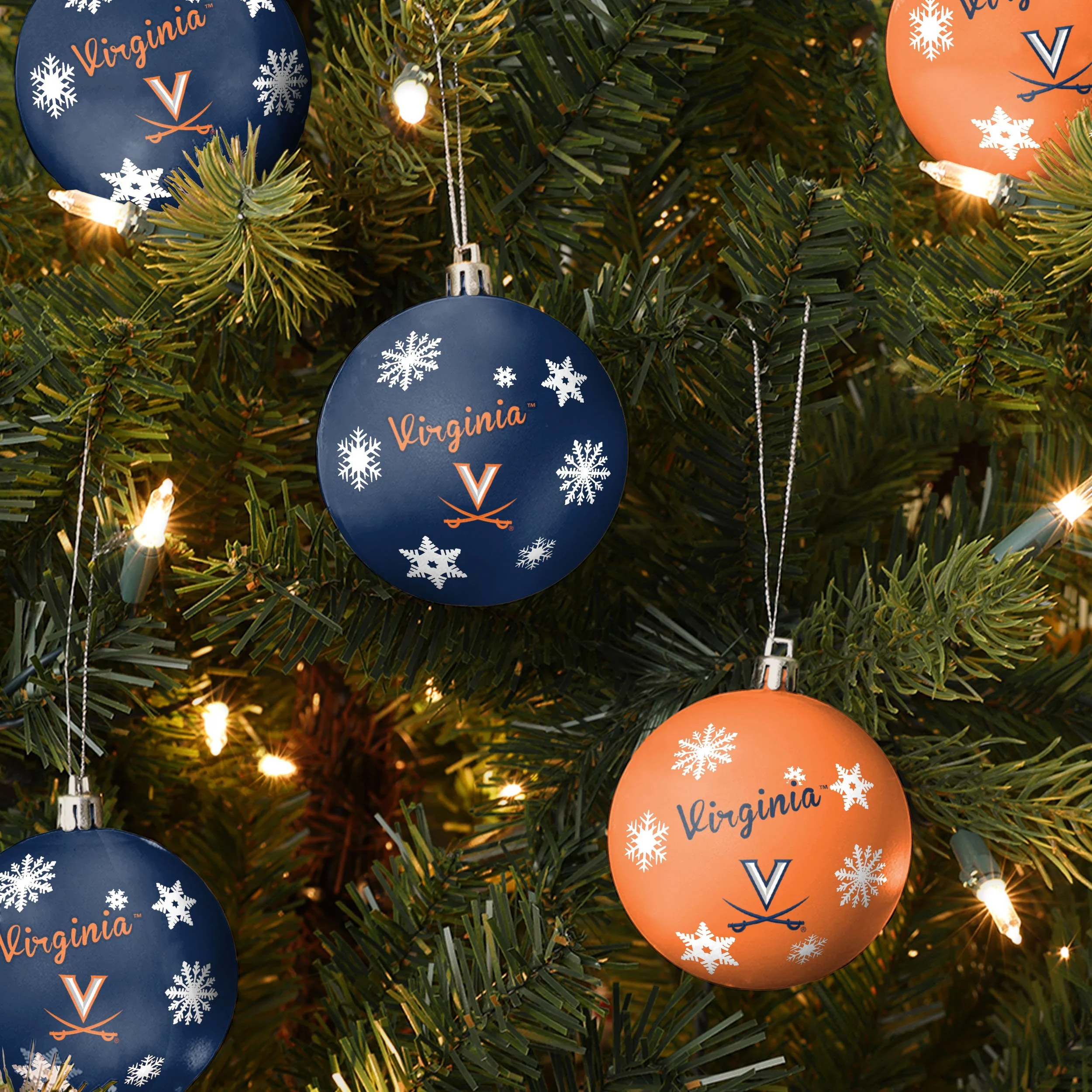 Virginia Cavaliers NCAA 5 Pack Shatterproof Ball Ornament Set - Image 2