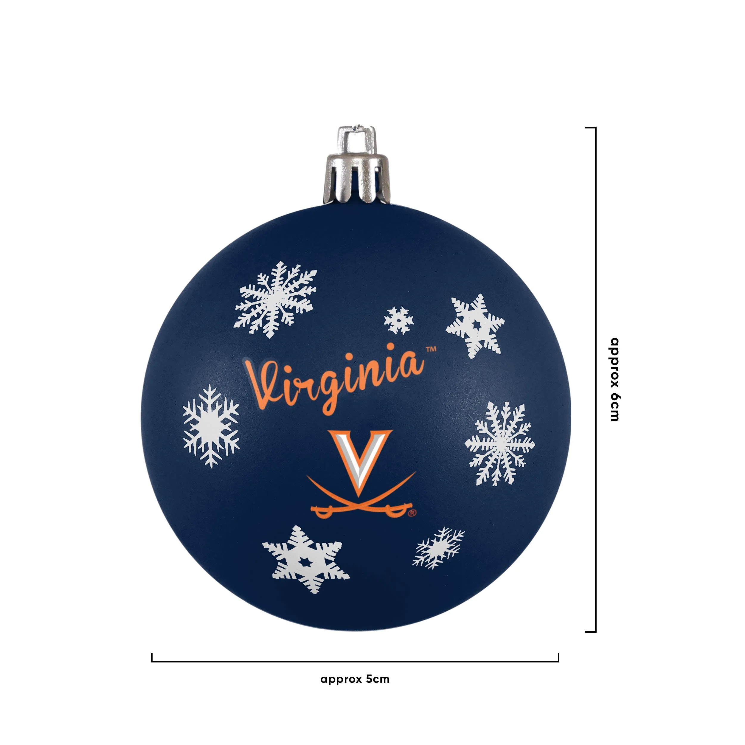 Virginia Cavaliers NCAA 5 Pack Shatterproof Ball Ornament Set - Image 3