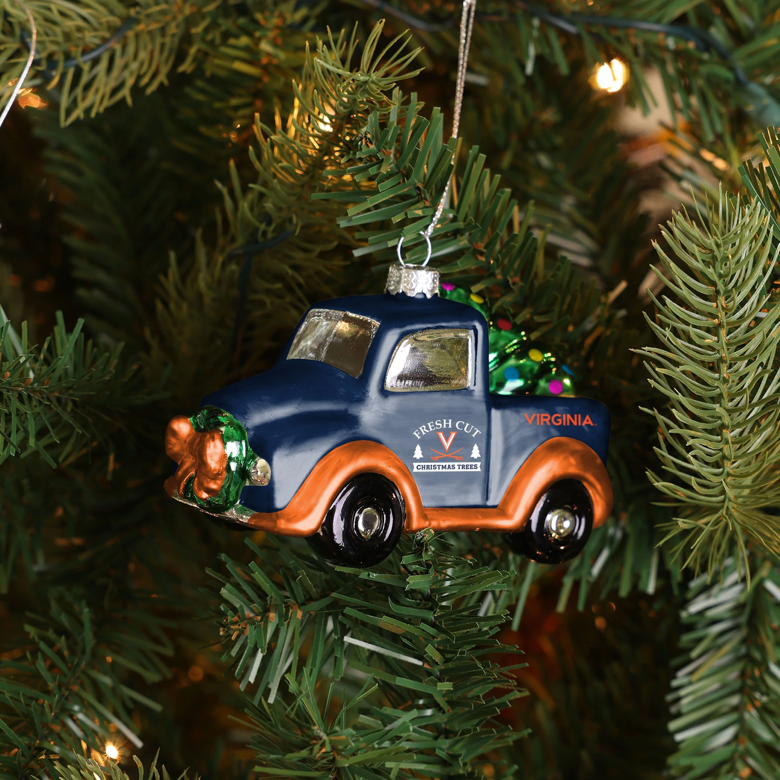 Virginia Cavaliers NCAA Blown Glass Truck Ornament - Image 3