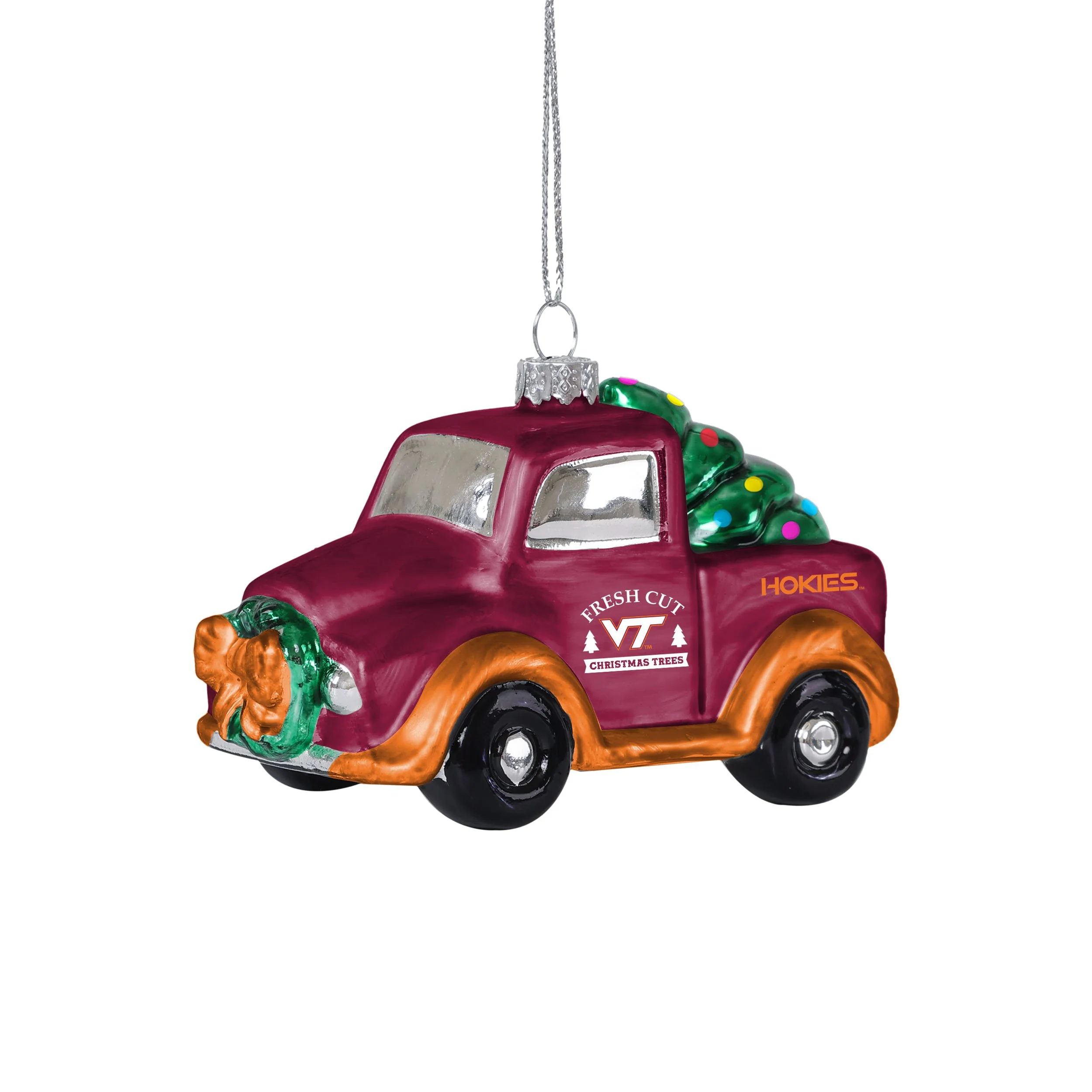 Virginia Tech Hokies NCAA Blown Glass Truck Ornament - Image 2
