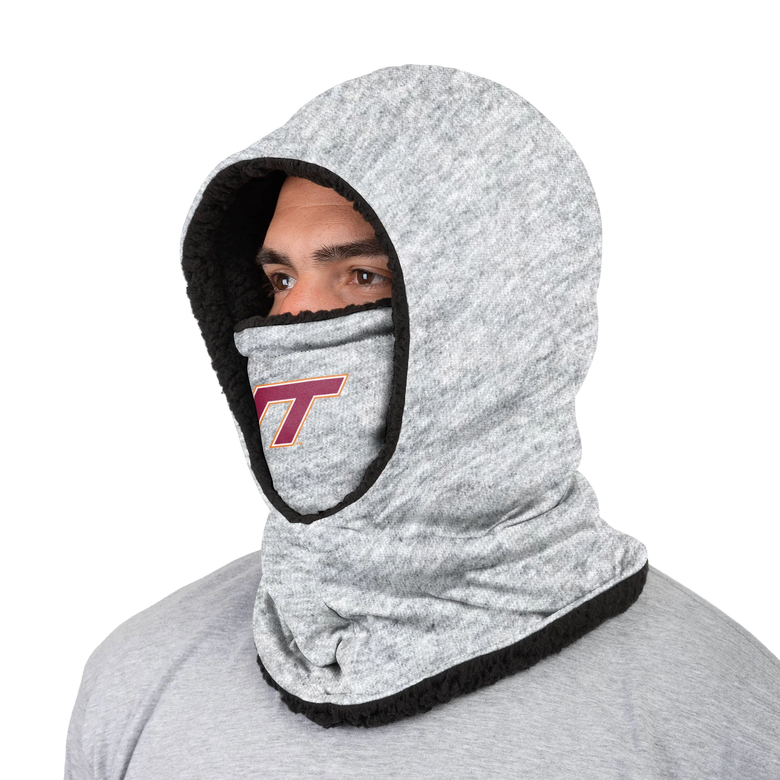 Virginia Tech Hokies NCAA Heather Grey Big Logo Hooded Gaiter - Image 2