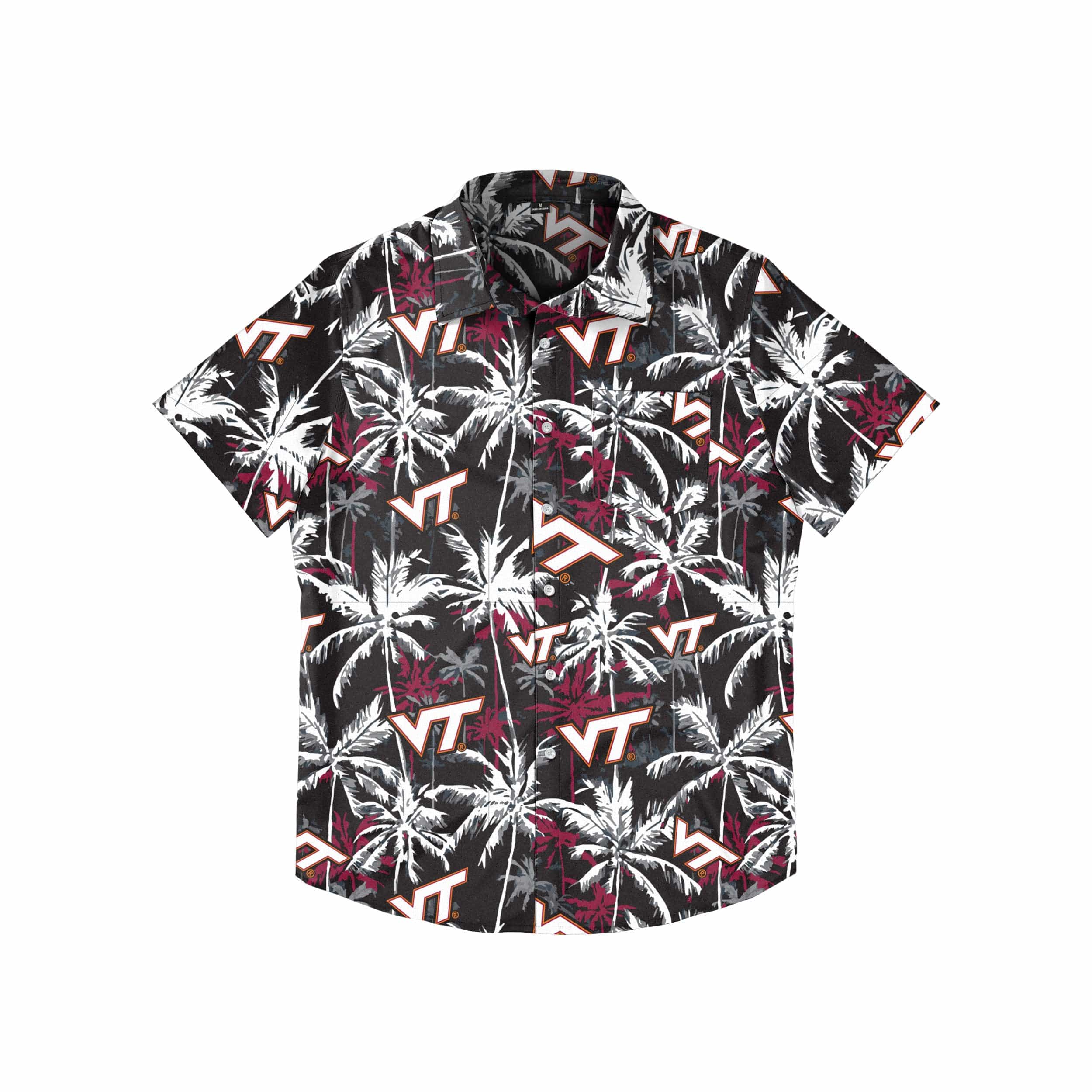Virginia Tech Hokies NCAA Mens Black Floral Button Up Shirt