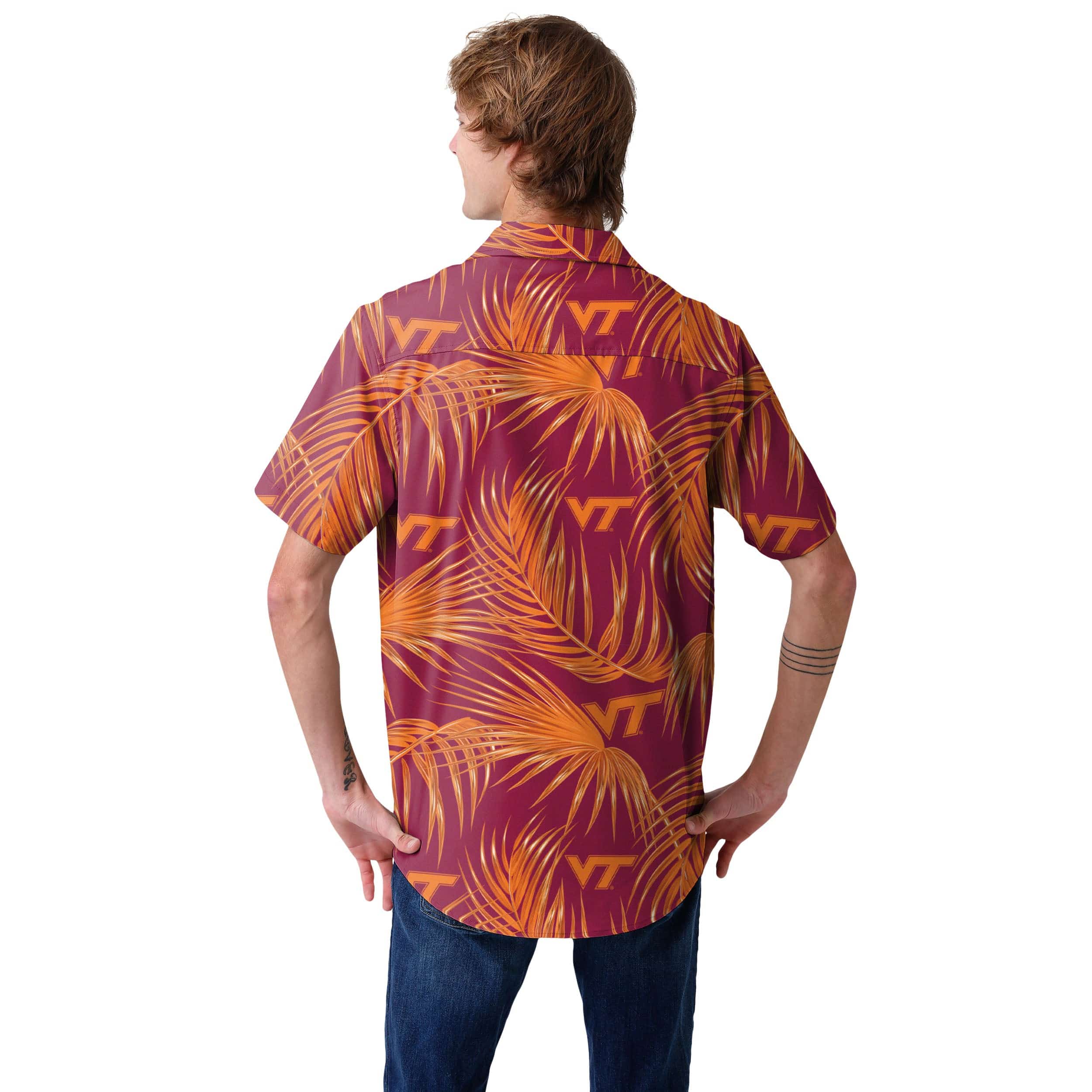 Virginia Tech Hokies NCAA Mens Hawaiian Button Up Shirt - Image 3