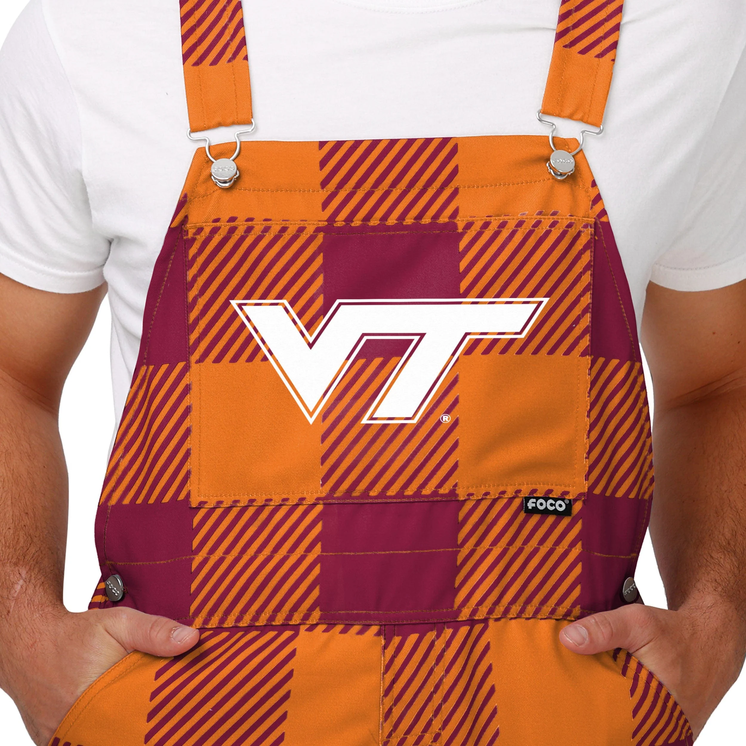 Virginia Tech Hokies NCAA Mens Plaid Bib Overalls - Image 4