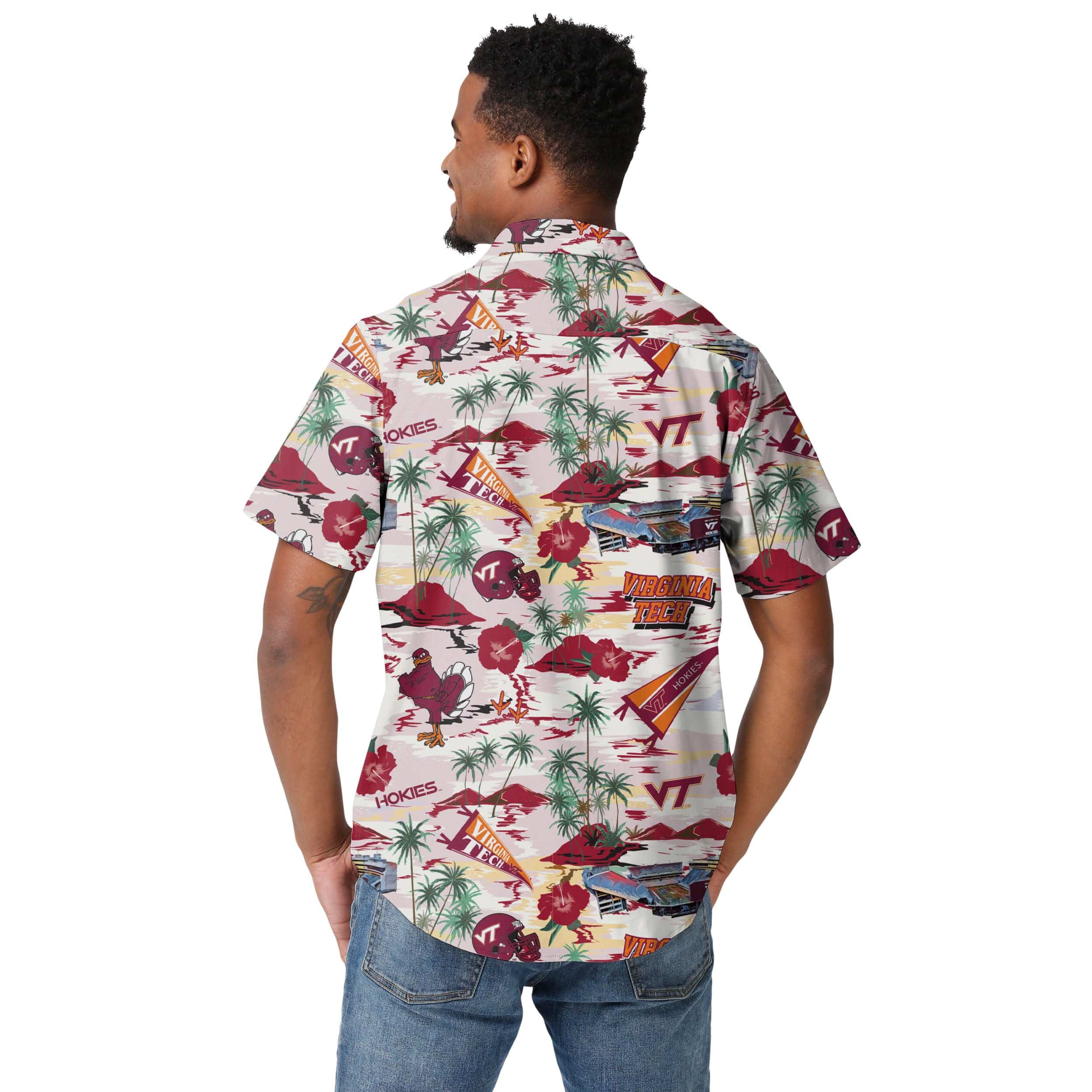 Virginia Tech Hokies NCAA Mens Thematic Stadium Print Button Up Shirt - Image 3