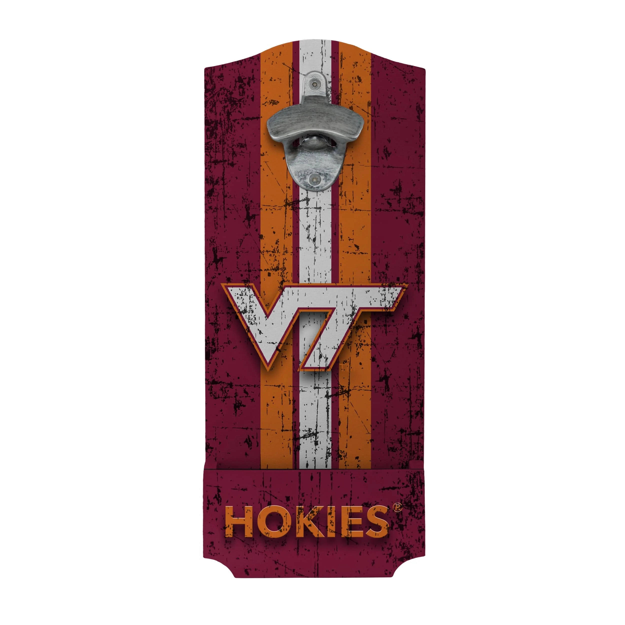 Virginia Tech Hokies NCAA Wooden Bottle Cap Opener Sign - Image 2