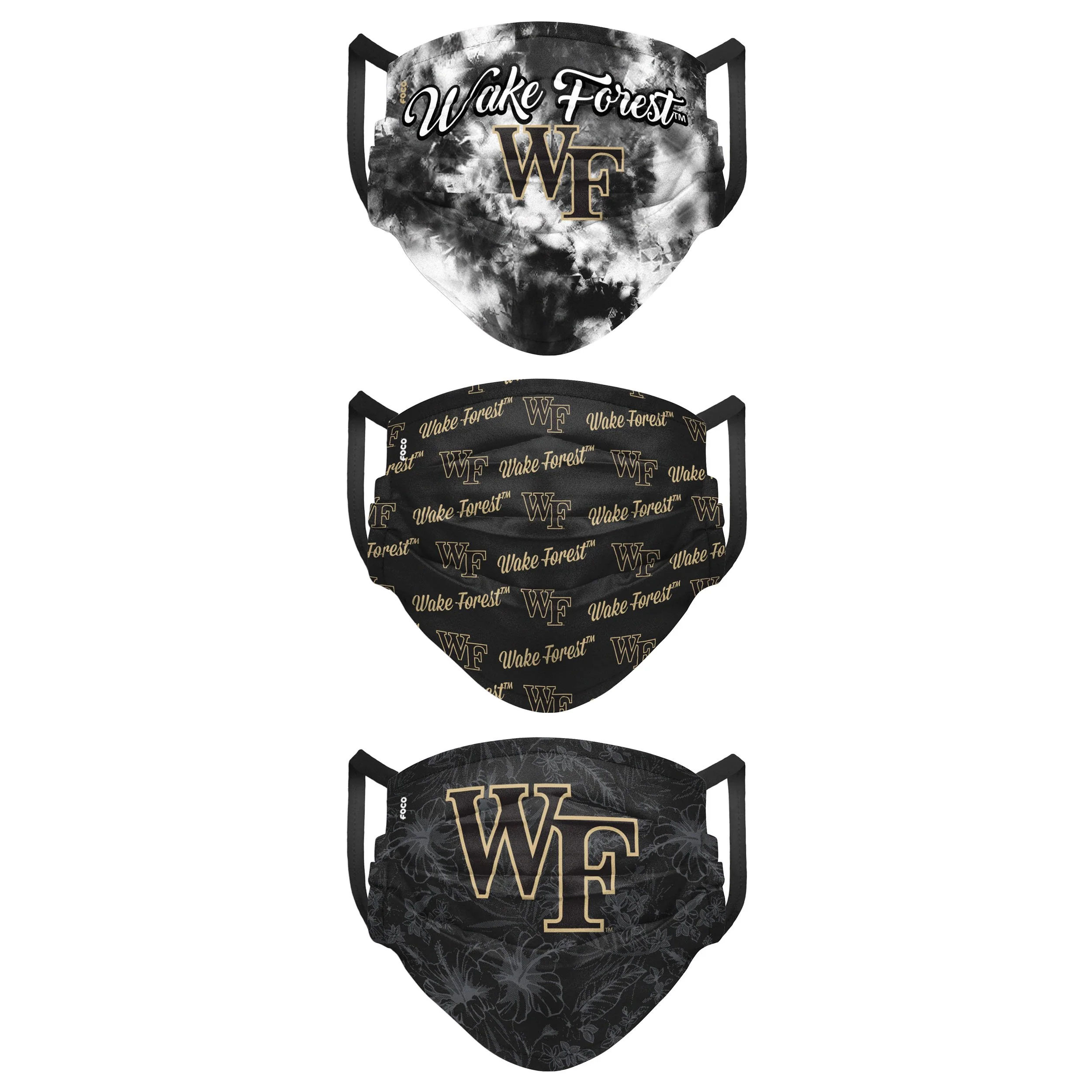 Wake Forest Demon Deacons NCAA Womens Matchday 3 Pack Face Cover - Image 2