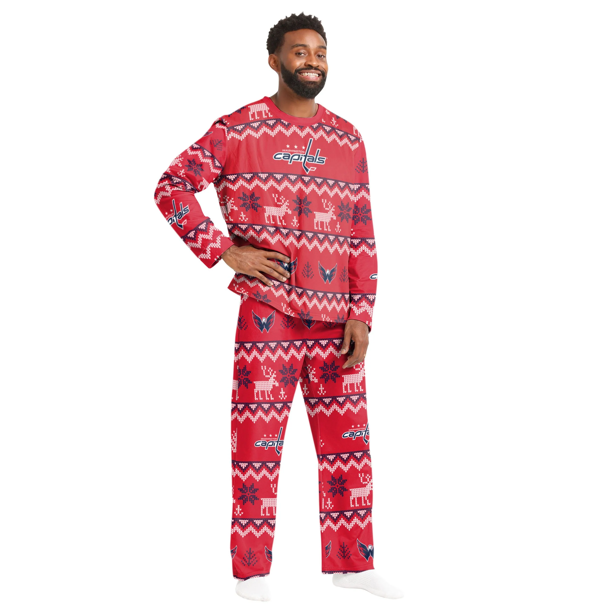 Washington Capitals NHL Ugly Pattern Family Holiday Pajamas - Image 6