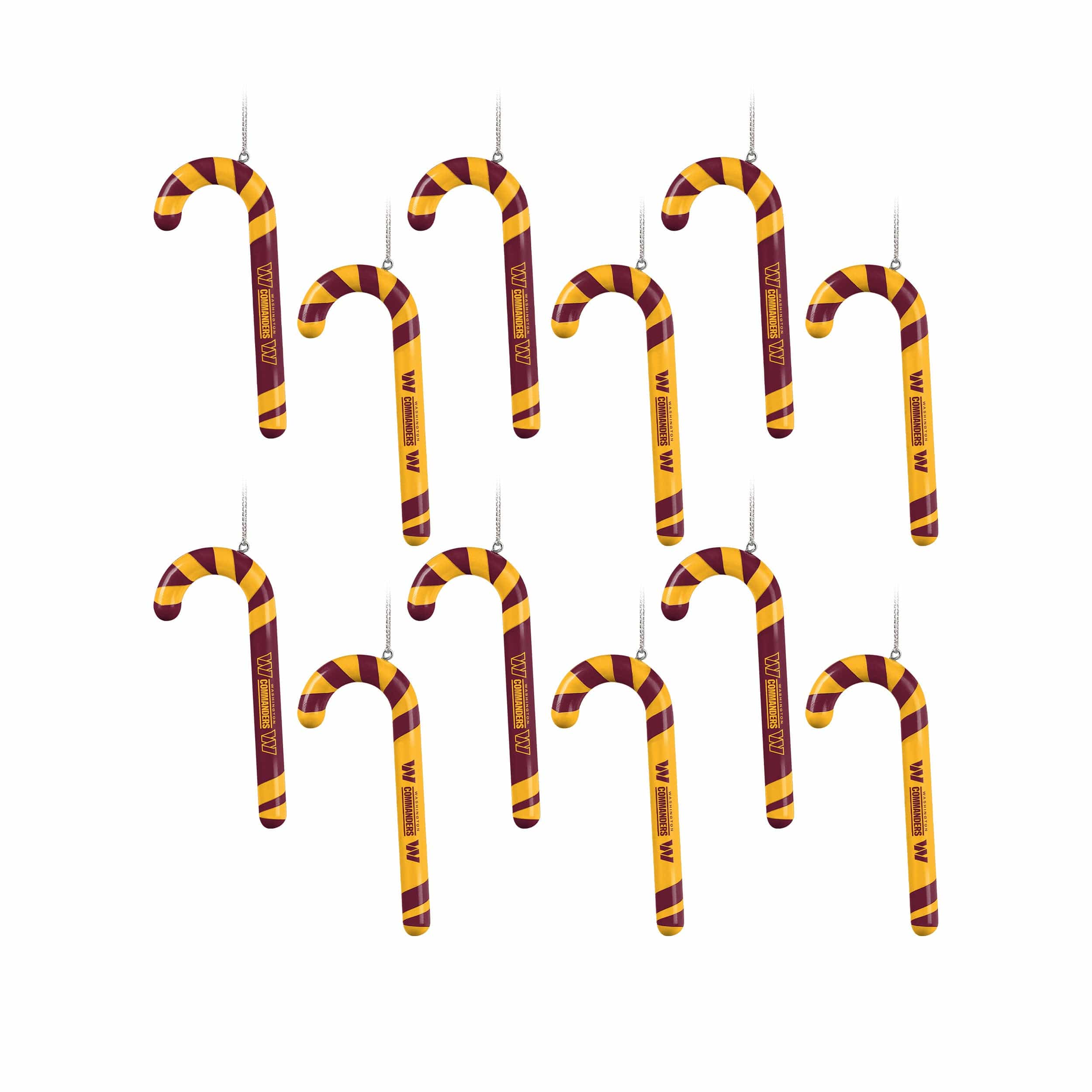 Washington Commanders NFL 12 Pack Candy Cane Ornament Set