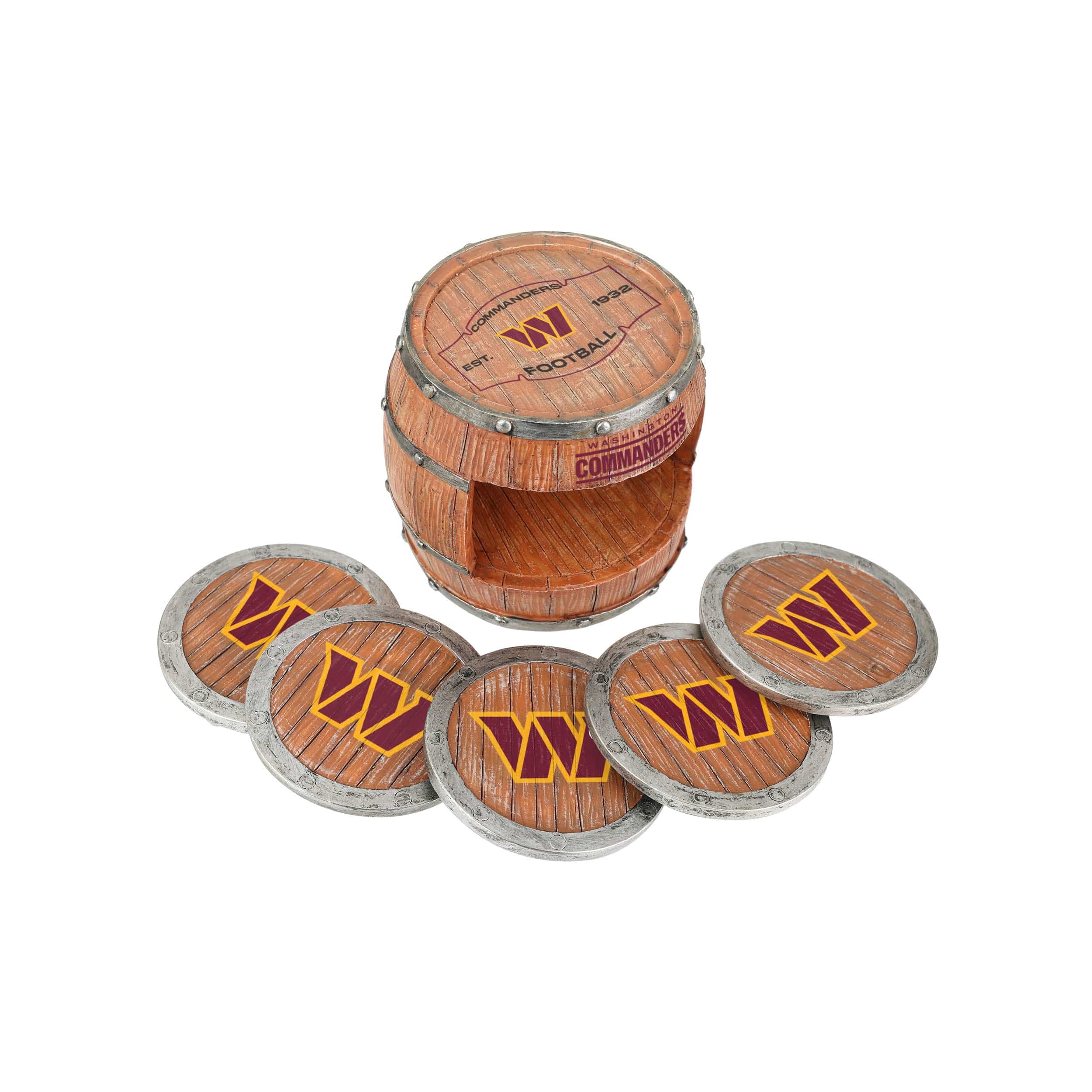 Washington Commanders NFL 5 Pack Barrel Coaster Set - Image 5