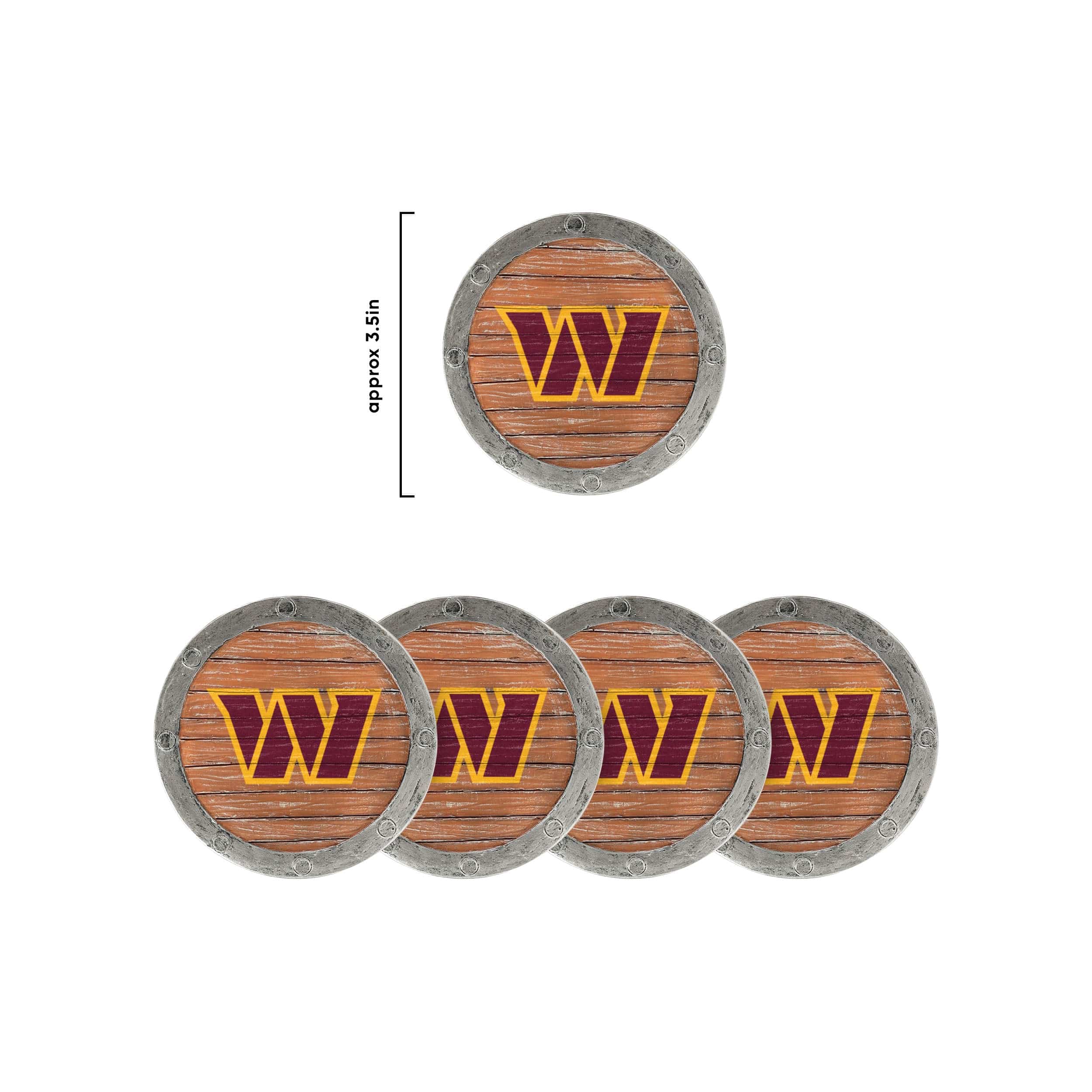 Washington Commanders NFL 5 Pack Barrel Coaster Set - Image 7