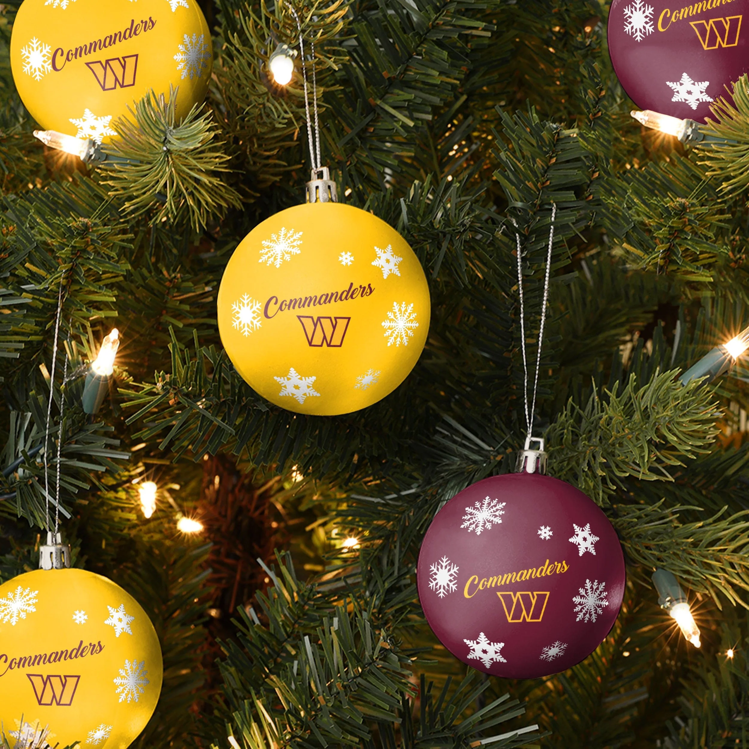 Washington Commanders NFL 5 Pack Shatterproof Ball Ornament Set - Image 2
