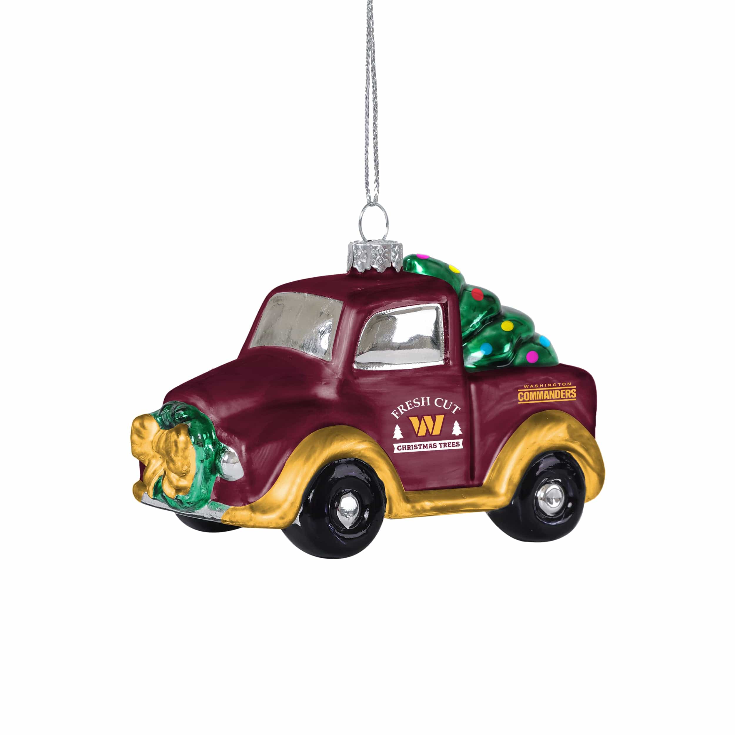 Washington Commanders NFL Blown Glass Truck Ornament - Image 2