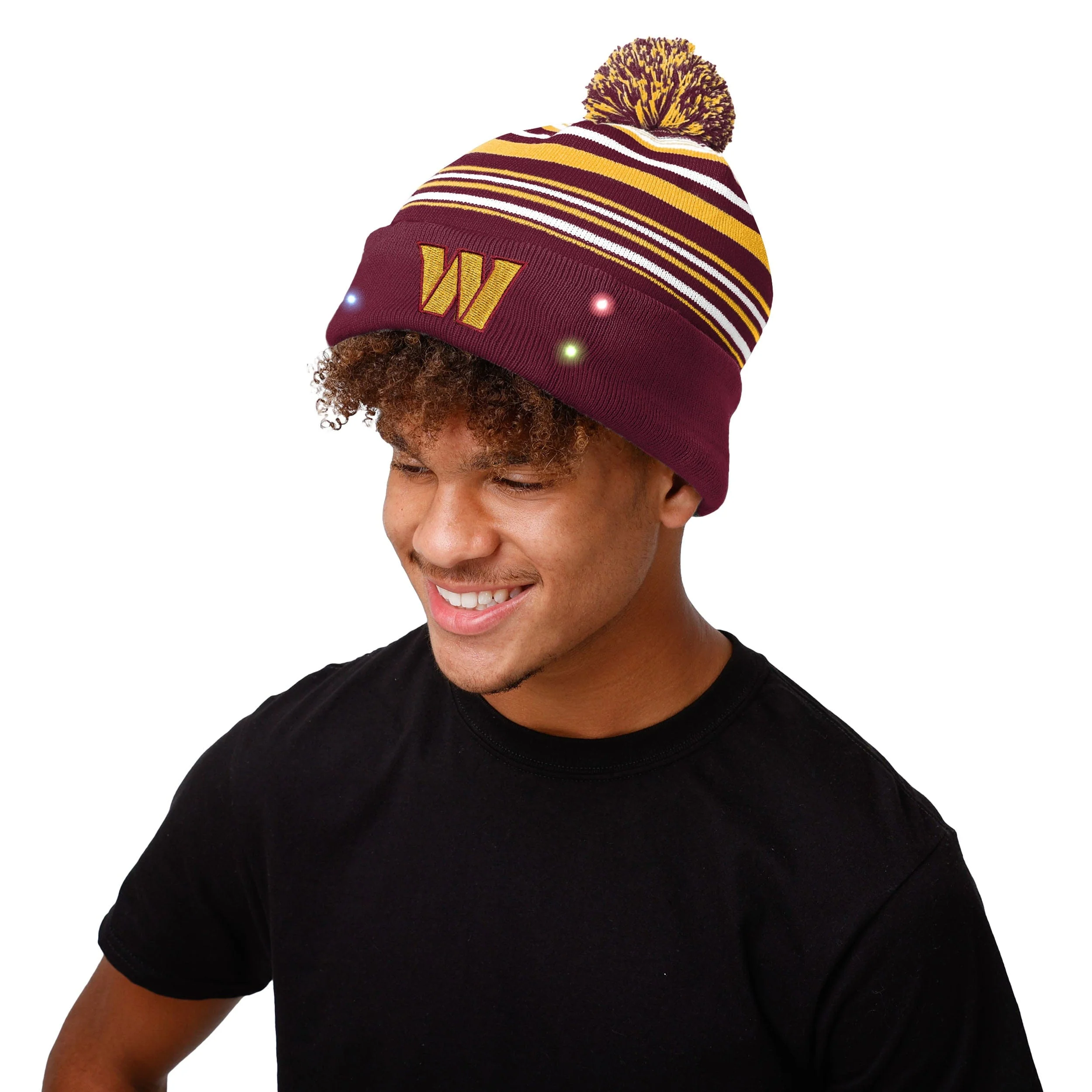 Washington Commanders NFL Horizontal Stripe Light Up Beanie - Image 3