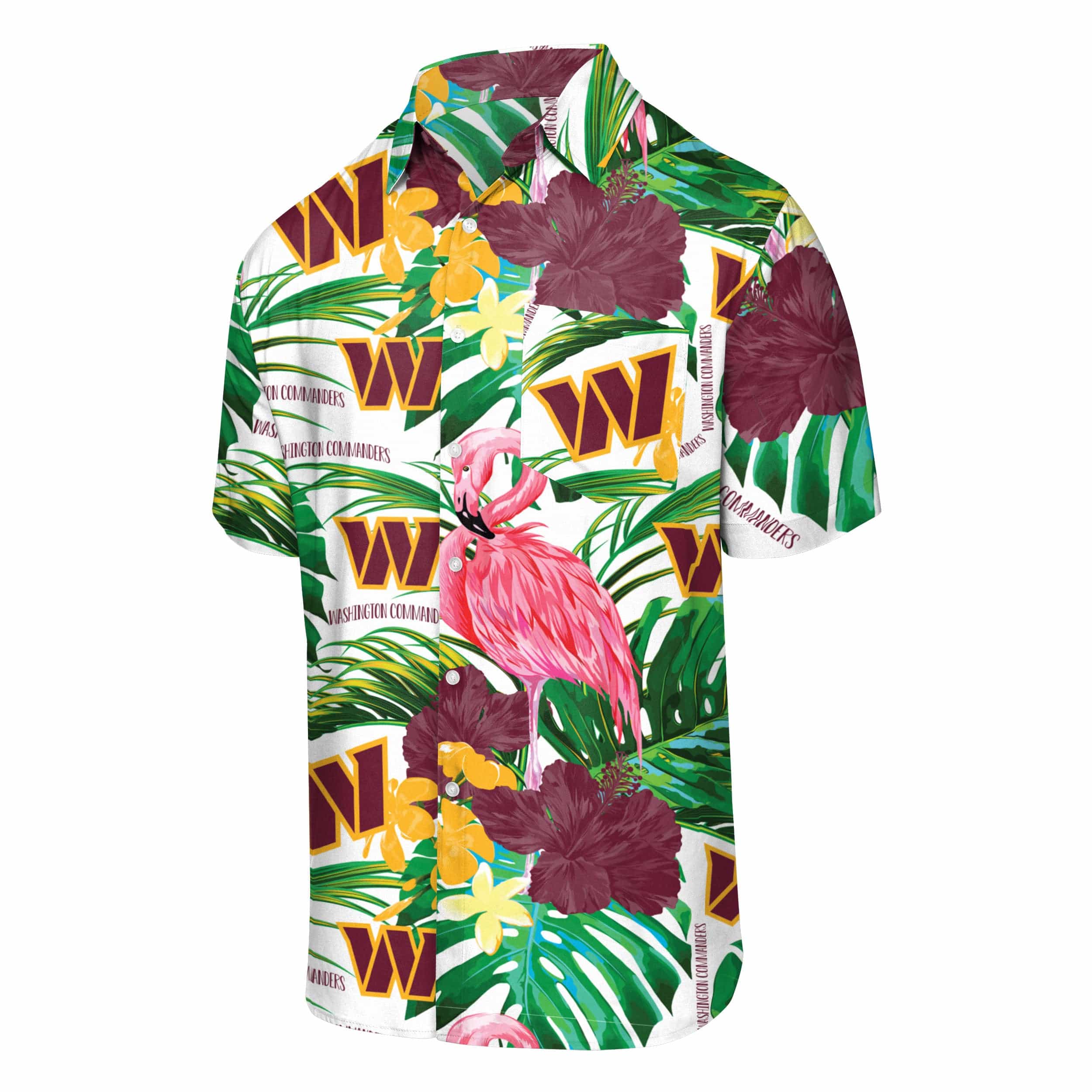Washington Commanders NFL Mens Flamingo Button Up Shirt - Image 4