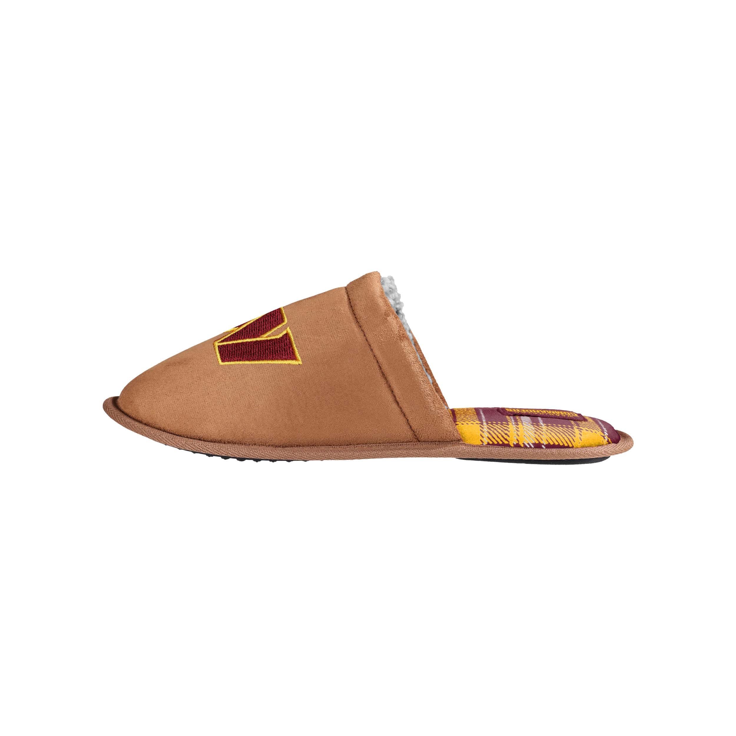 Washington Commanders NFL Mens Flannel Lined Brown Suede Scuff Slipper