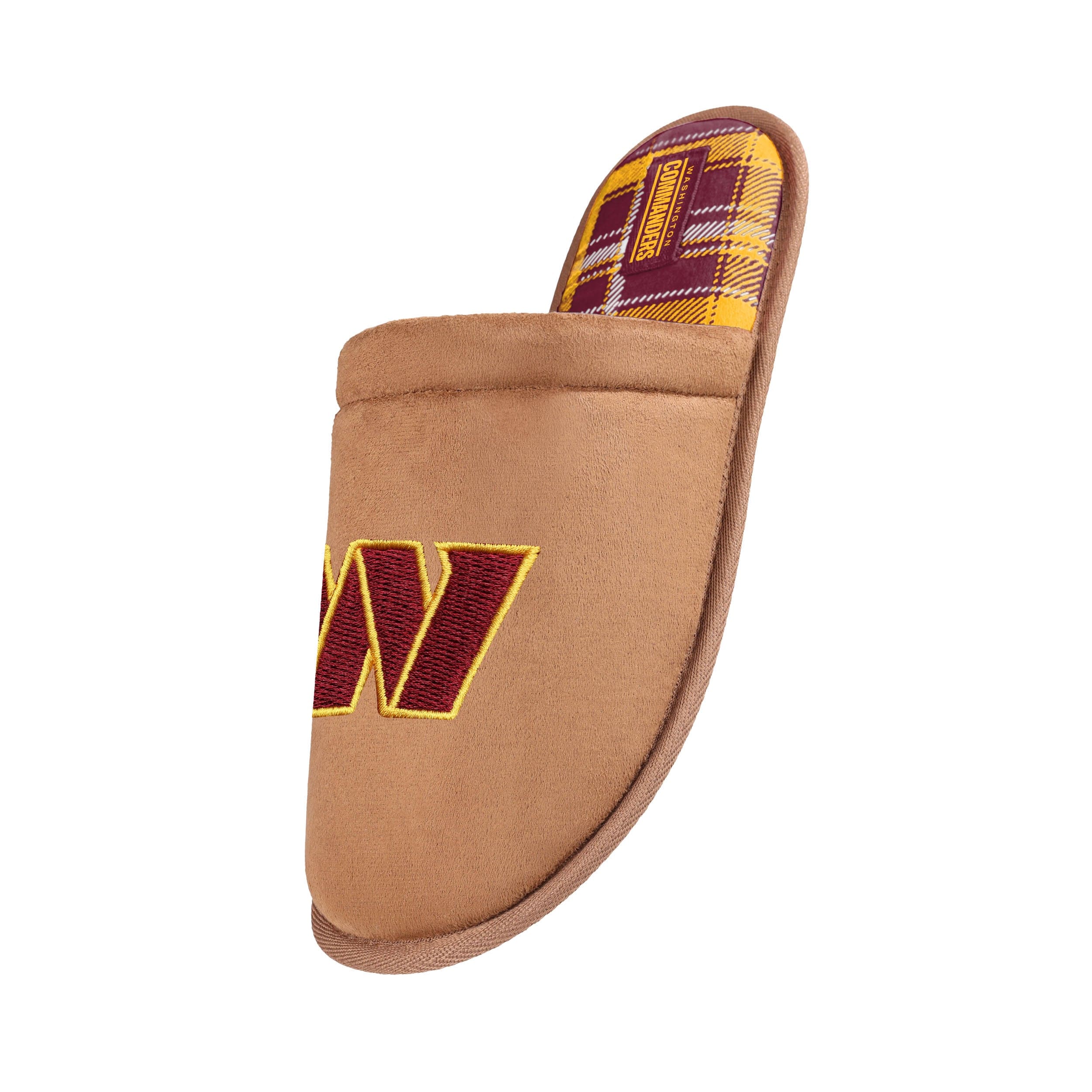 Washington Commanders NFL Mens Flannel Lined Brown Suede Scuff Slipper - Image 2