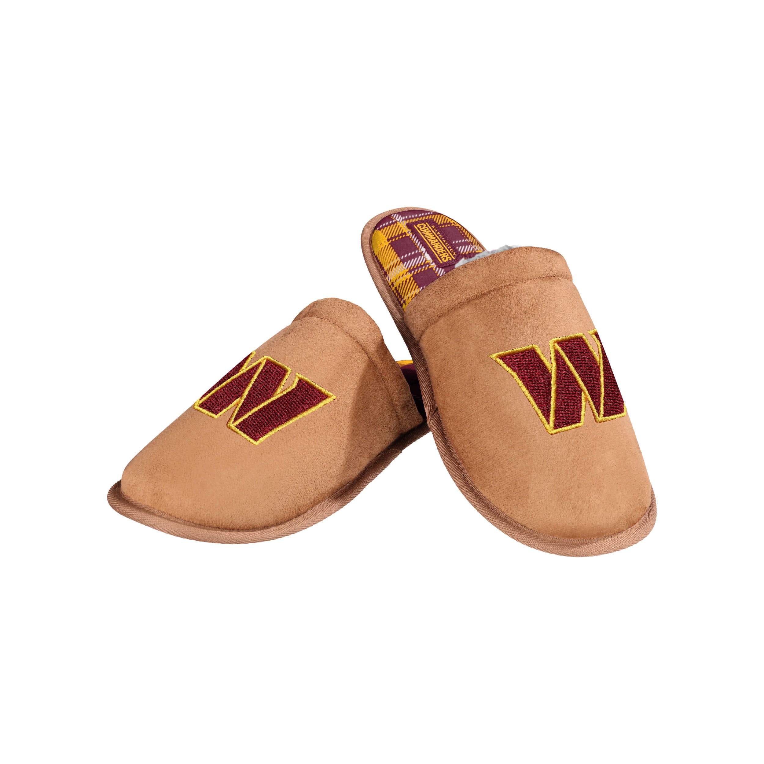 Washington Commanders NFL Mens Flannel Lined Brown Suede Scuff Slipper - Image 3