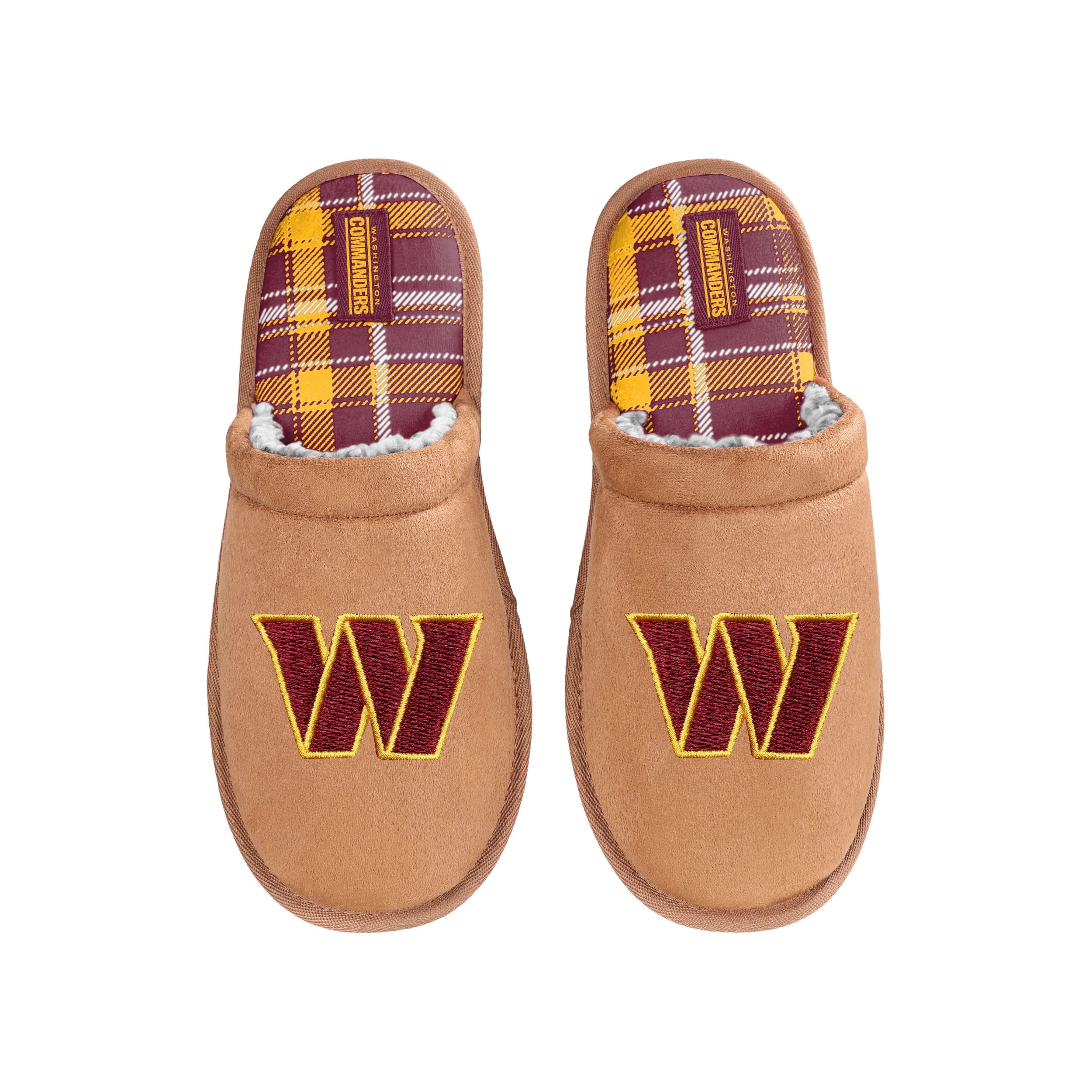 Washington Commanders NFL Mens Flannel Lined Brown Suede Scuff Slipper - Image 4