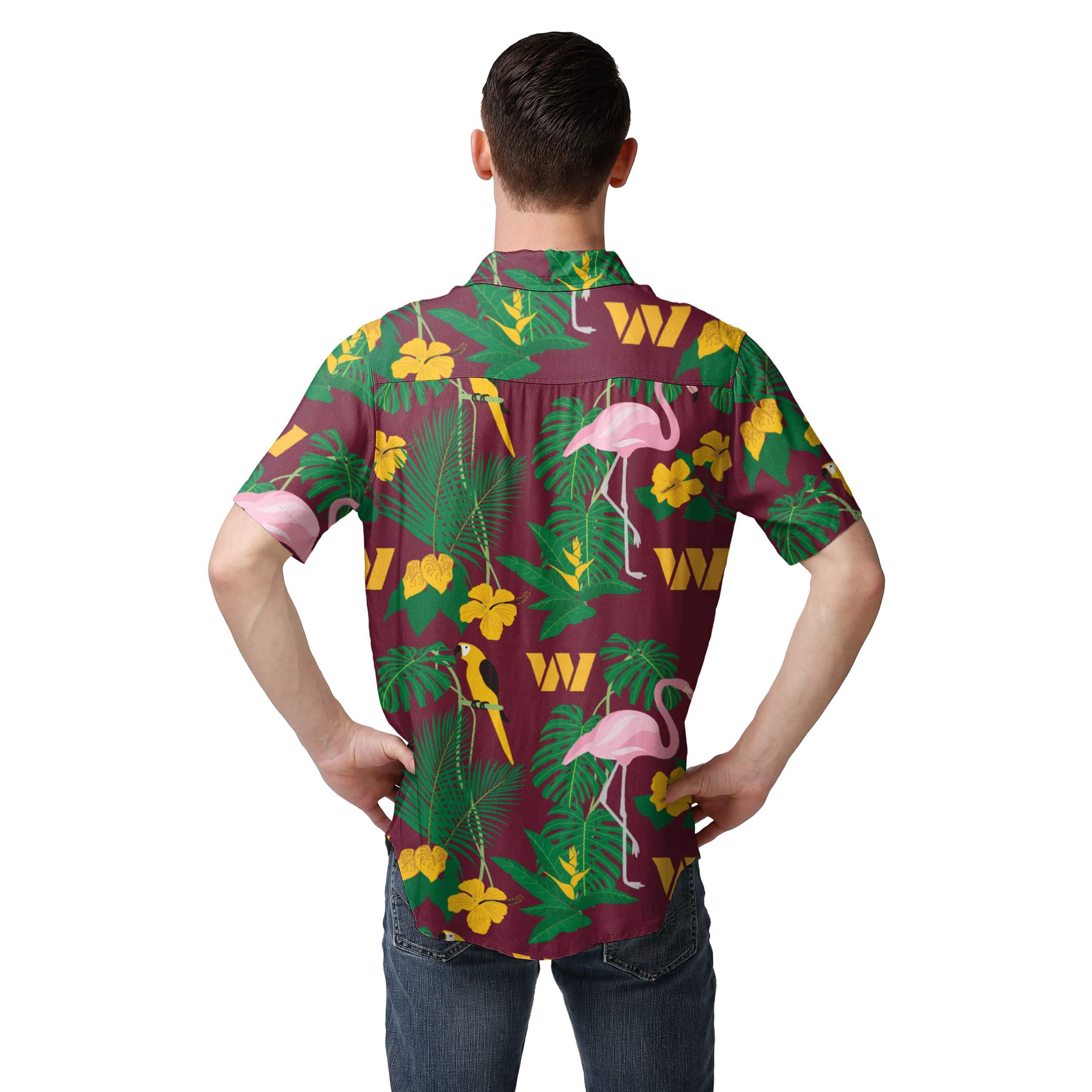 Washington Commanders NFL Mens Floral Button Up Shirt - Image 3