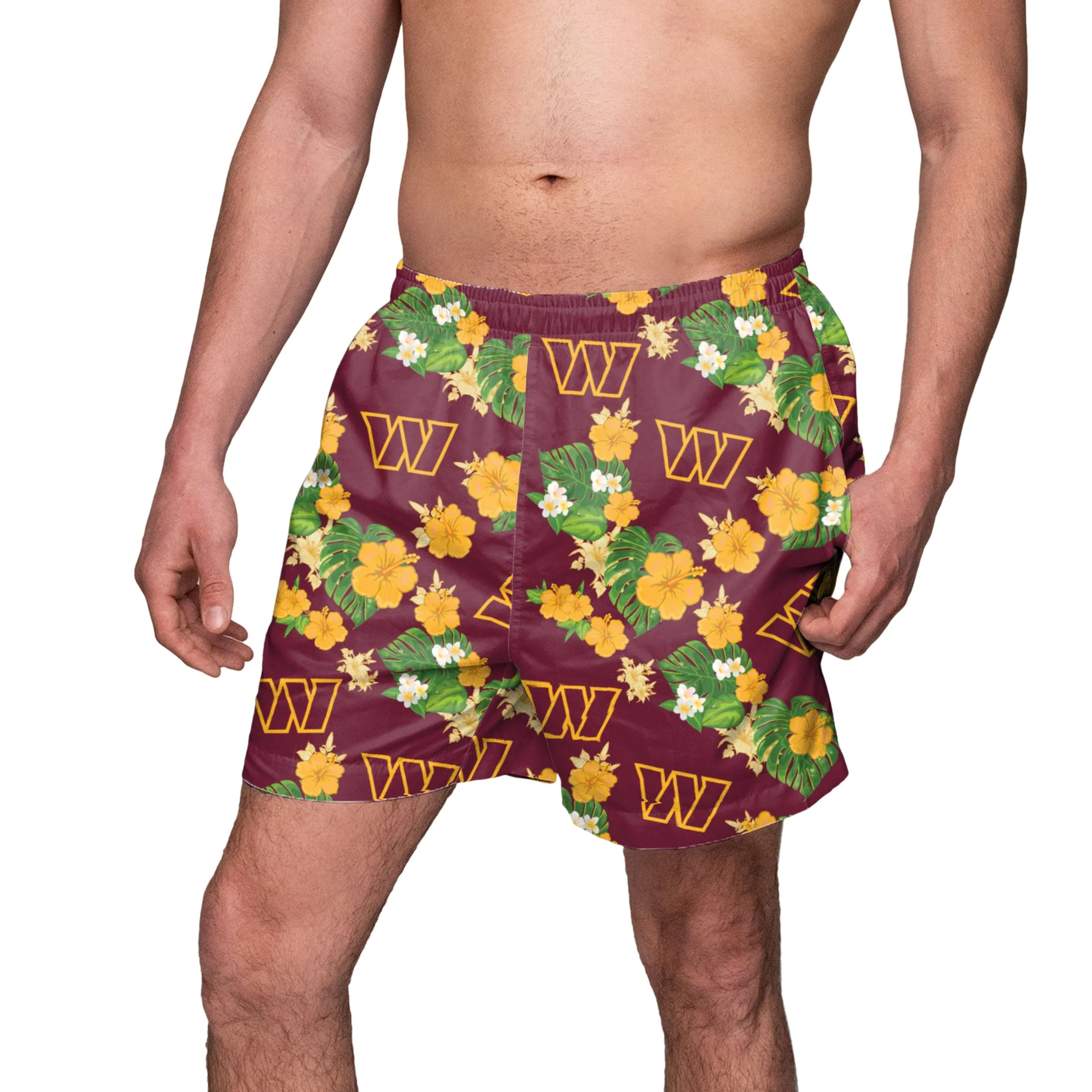 Washington Commanders NFL Mens Floral Slim Fit 5.5" Swimming Trunks - Image 2