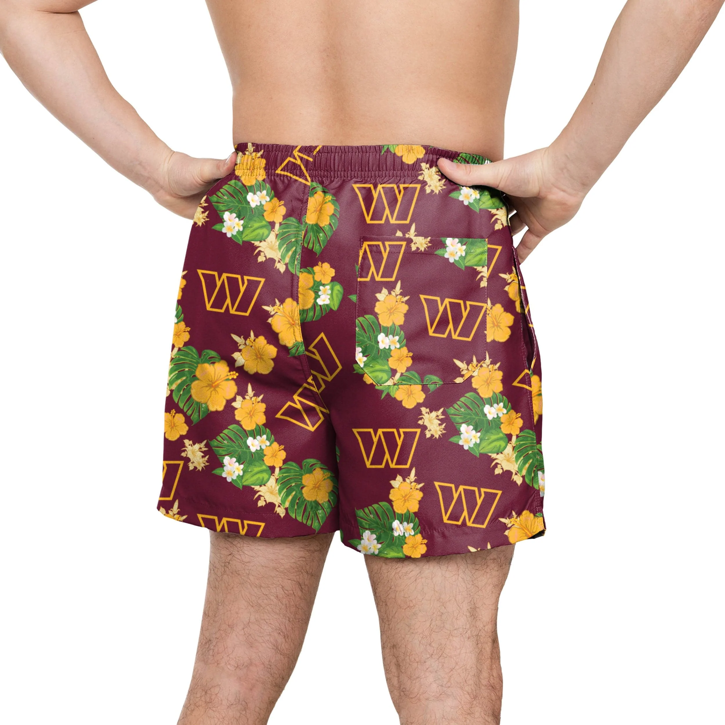 Washington Commanders NFL Mens Floral Slim Fit 5.5" Swimming Trunks - Image 3