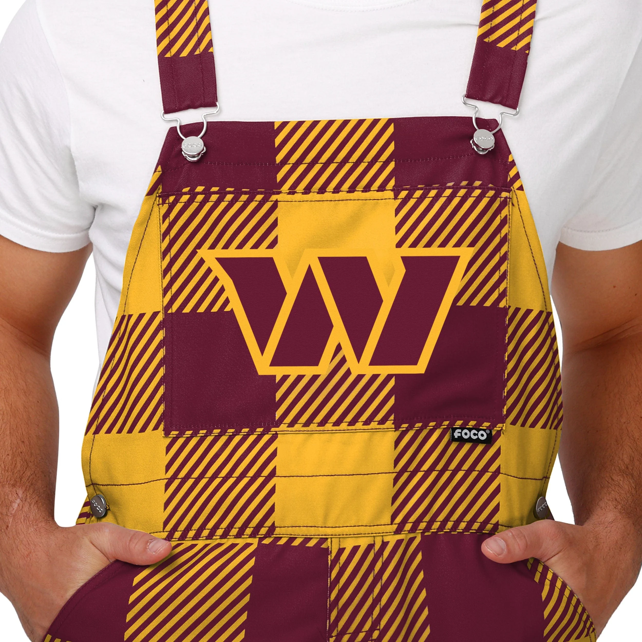 Washington Commanders NFL Mens Plaid Bib Overalls - Image 4