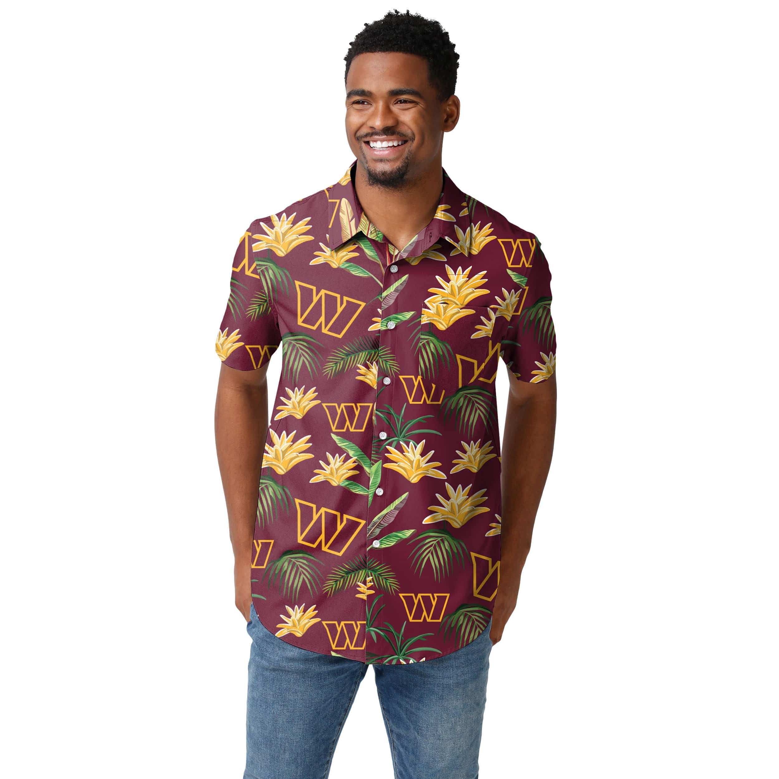 Washington Commanders NFL Mens Victory Vacay Button Up Shirt - Image 2
