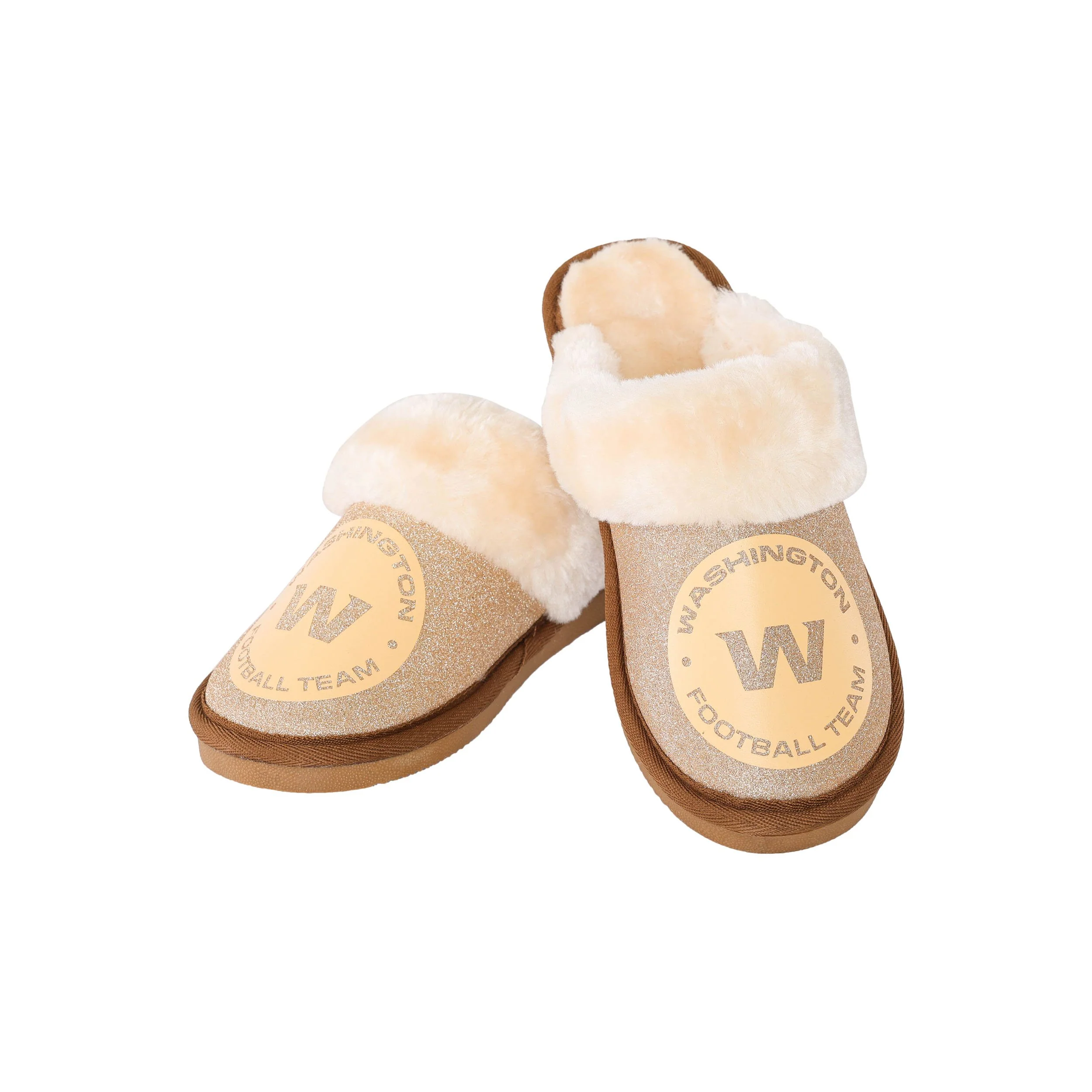 Washington Commanders NFL Original Womens Glitter Open Back Fur Moccasin Slippers