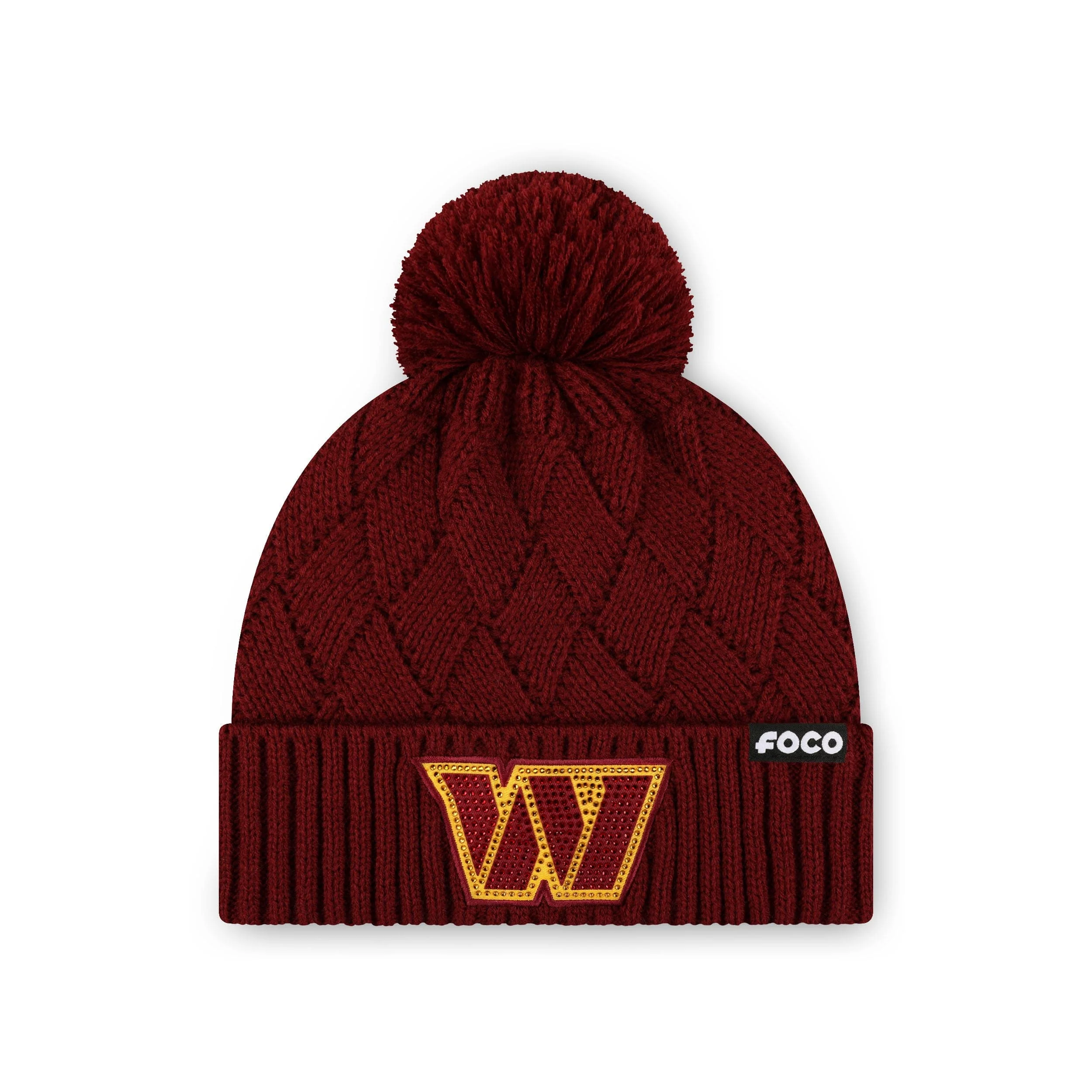 Washington Commanders NFL Rhinestone Primary Logo Criss Cross Beanie