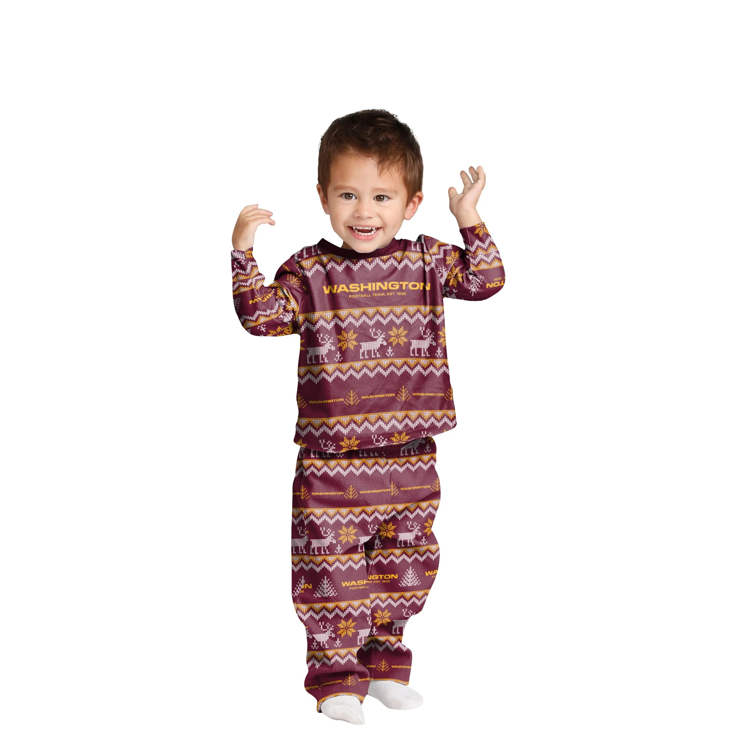 Washington Commanders NFL Ugly Pattern Family Holiday Pajamas - Image 3