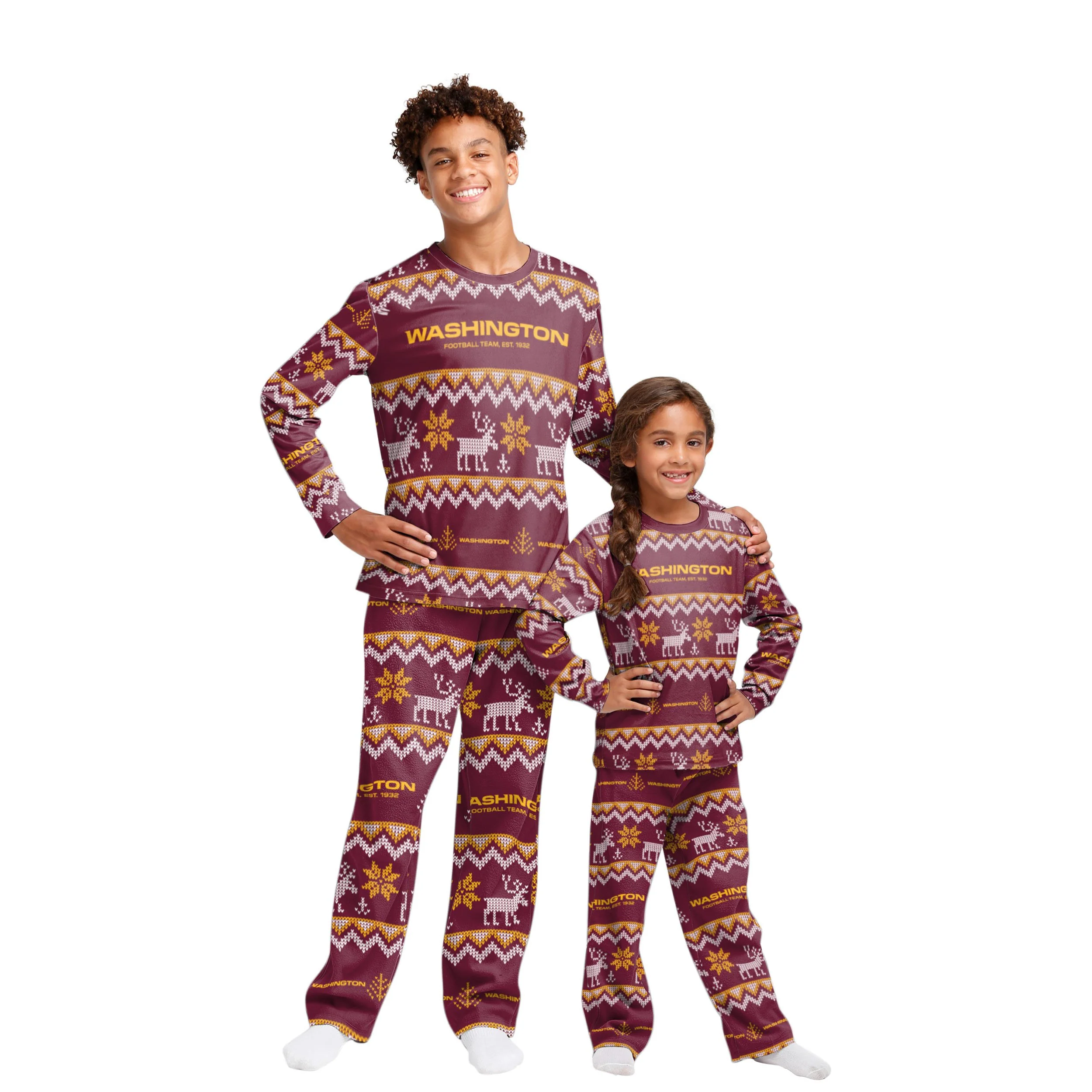 Washington Commanders NFL Ugly Pattern Family Holiday Pajamas - Image 4