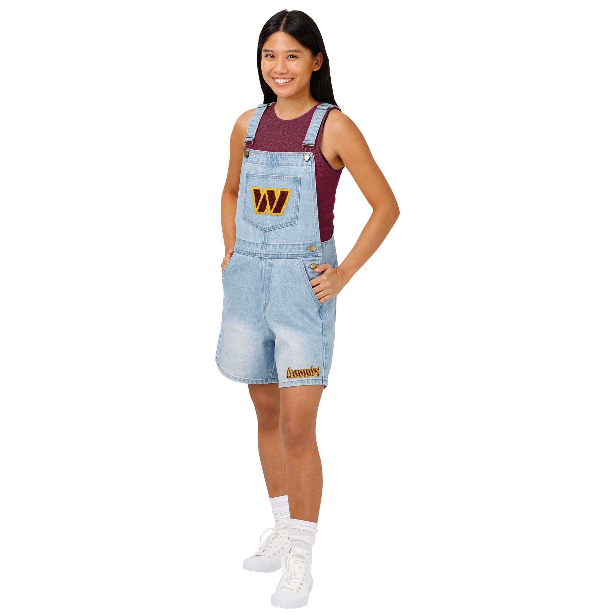Washington Commanders NFL Womens Big Logo Denim Bib Shortalls