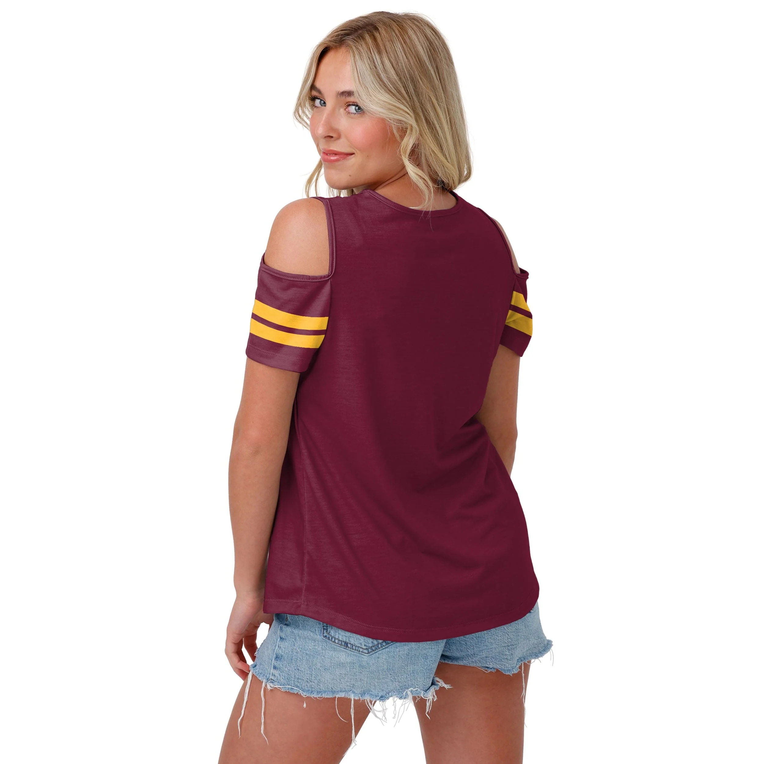 Washington Commanders NFL Womens Cold Shoulder T-Shirt - Image 2