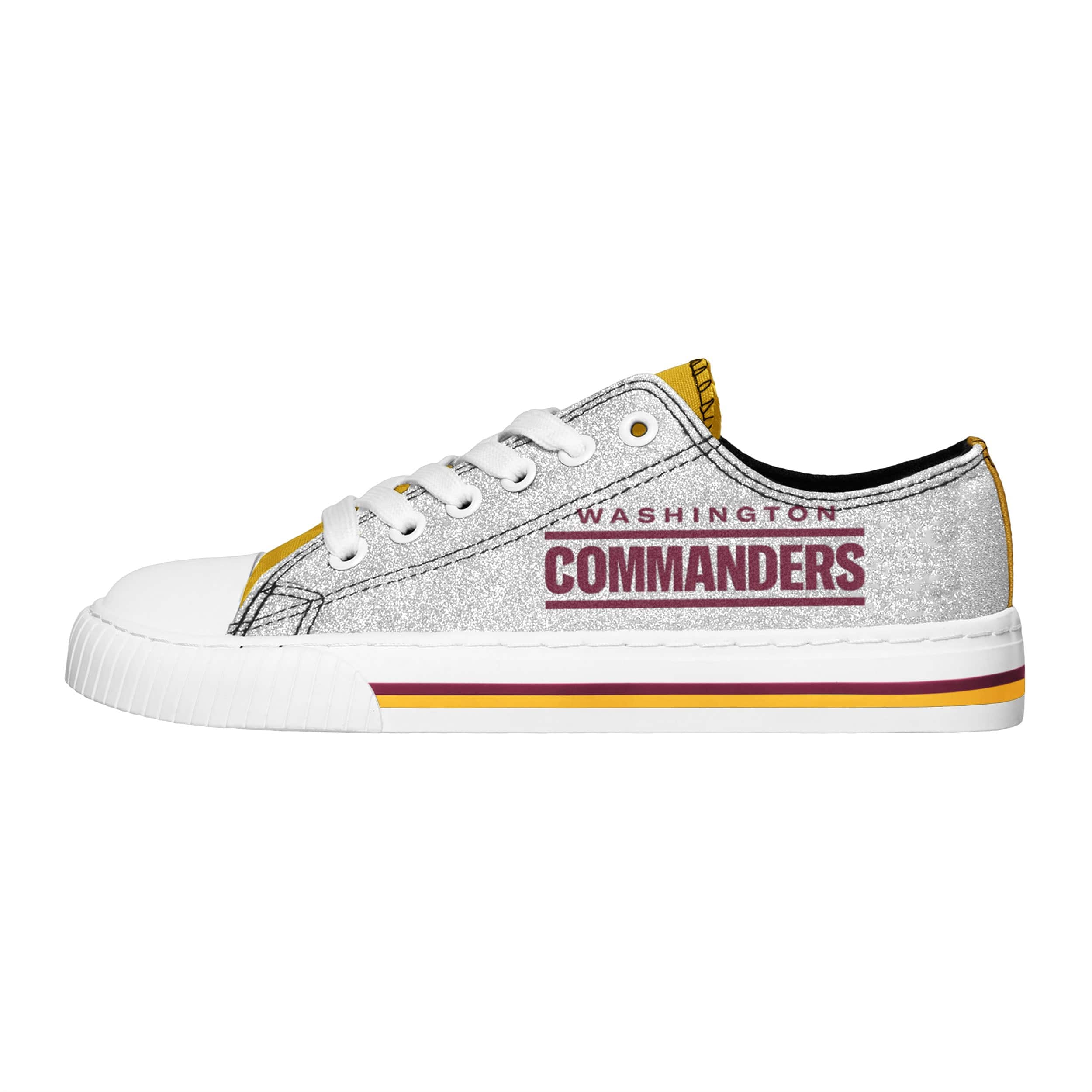 Washington Commanders NFL Womens Glitter Low Top Canvas Shoe - Image 2