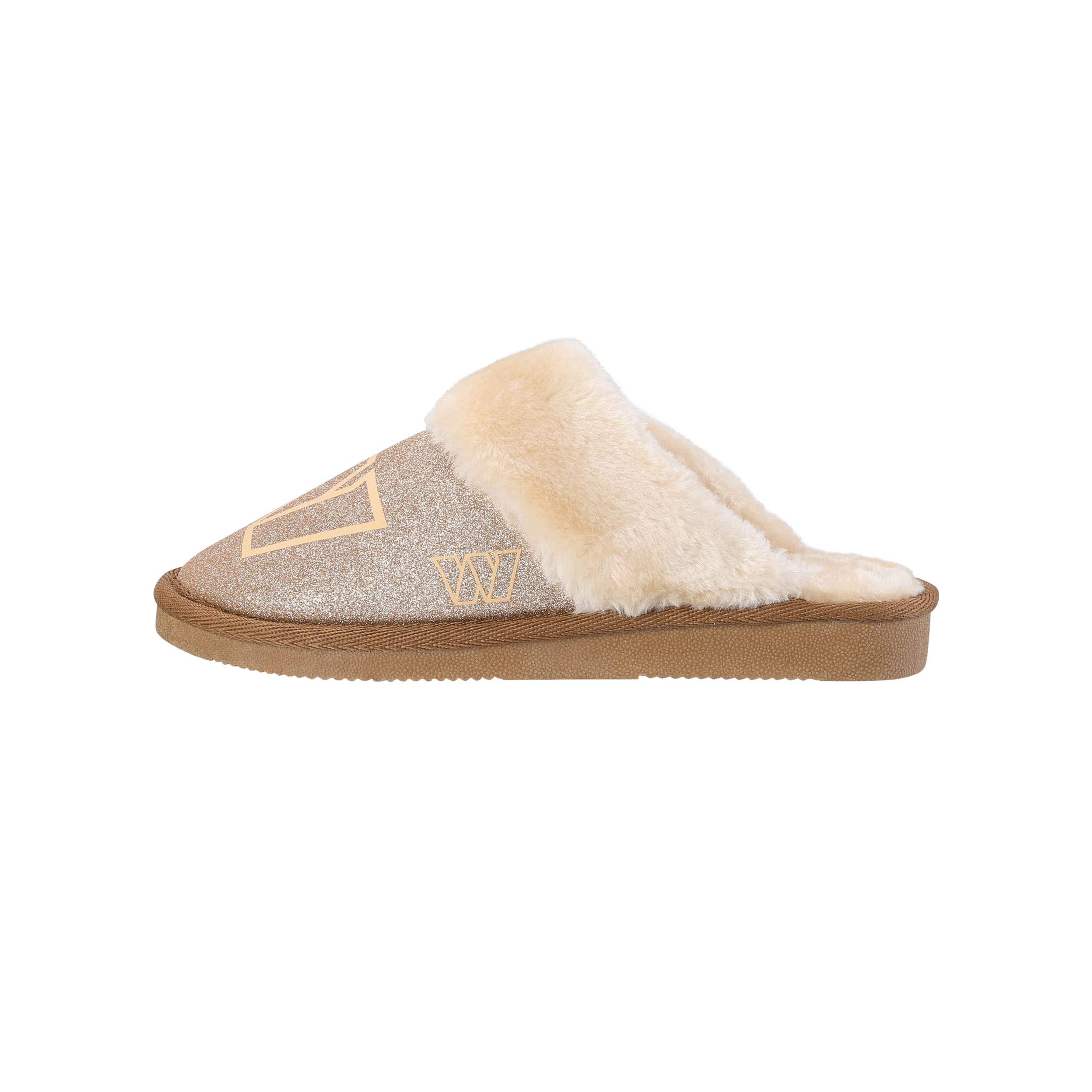 Washington Commanders NFL Womens Glitter Open Back Fur Moccasin Slippers - Image 4