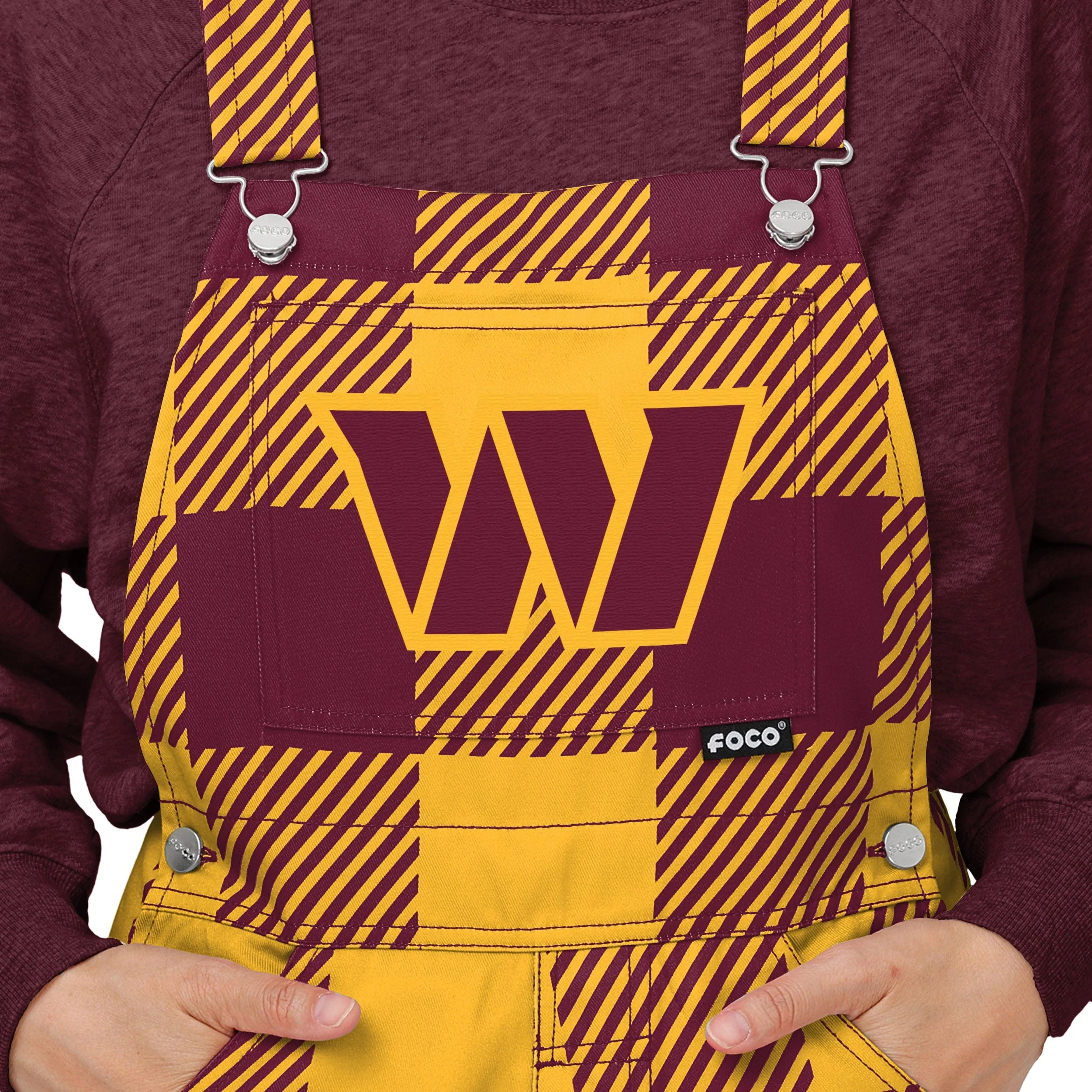 Washington Commanders NFL Womens Plaid Bib Overalls - Image 4