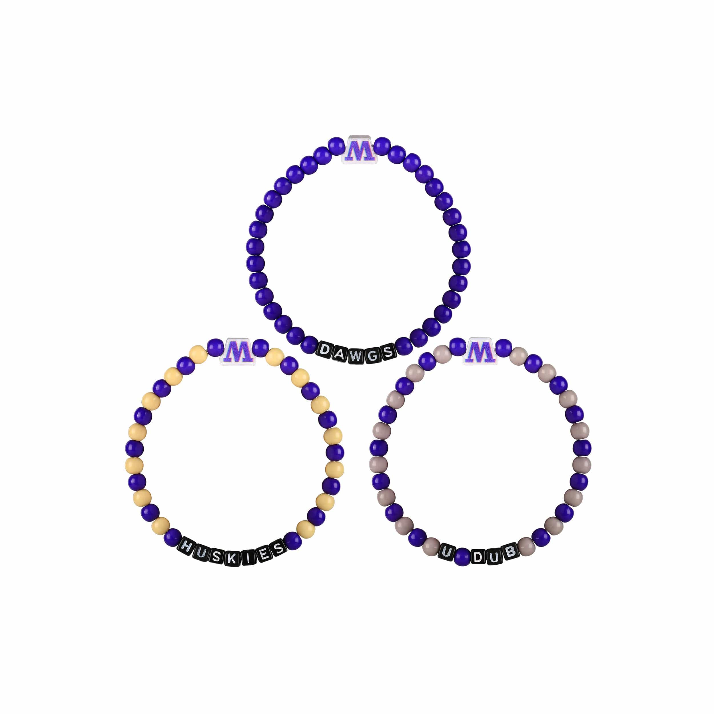 Washington Huskies NCAA 3 Pack Beaded Friendship Bracelet - Image 3