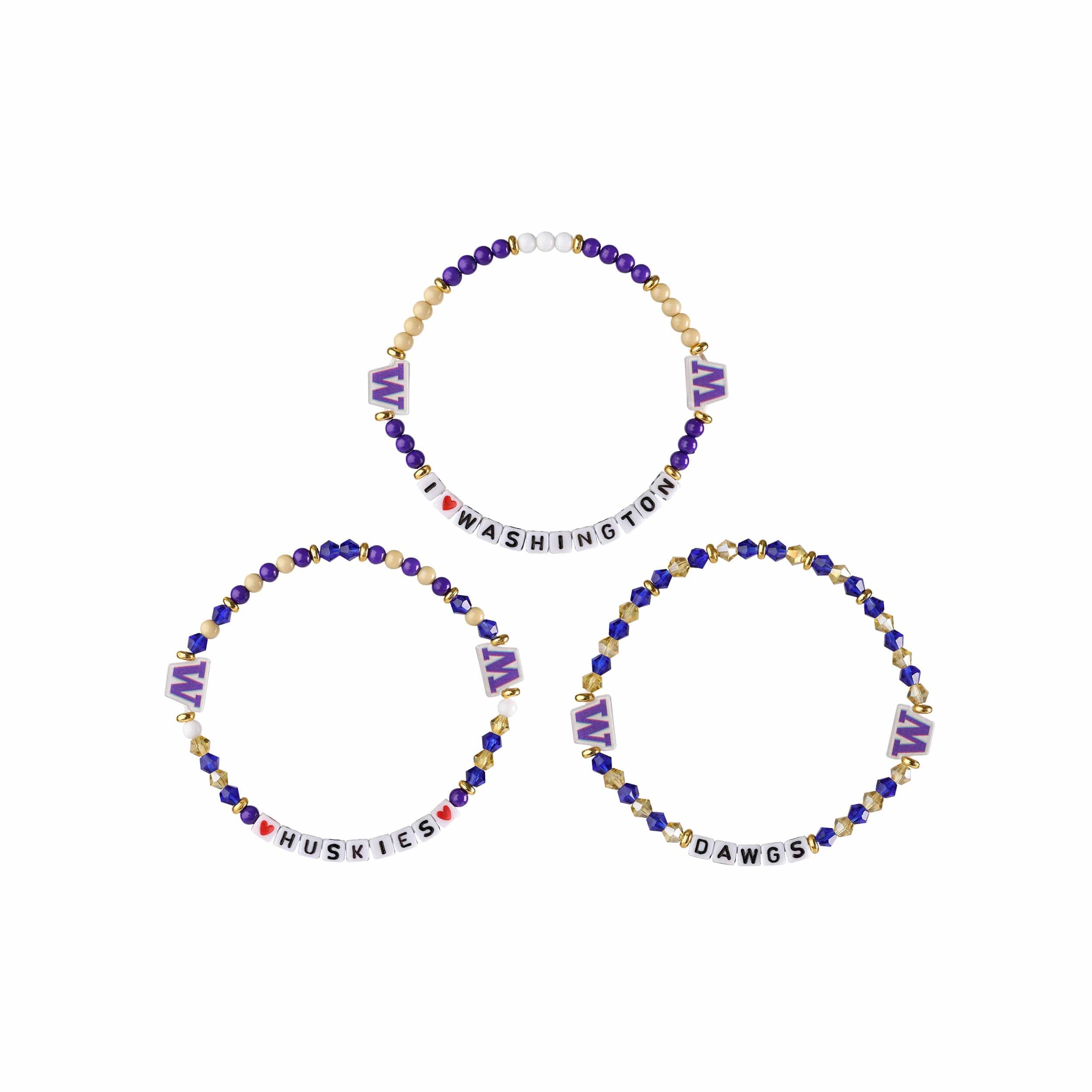 Washington Huskies NCAA 3 Pack Friendship Bracelet - Image 3