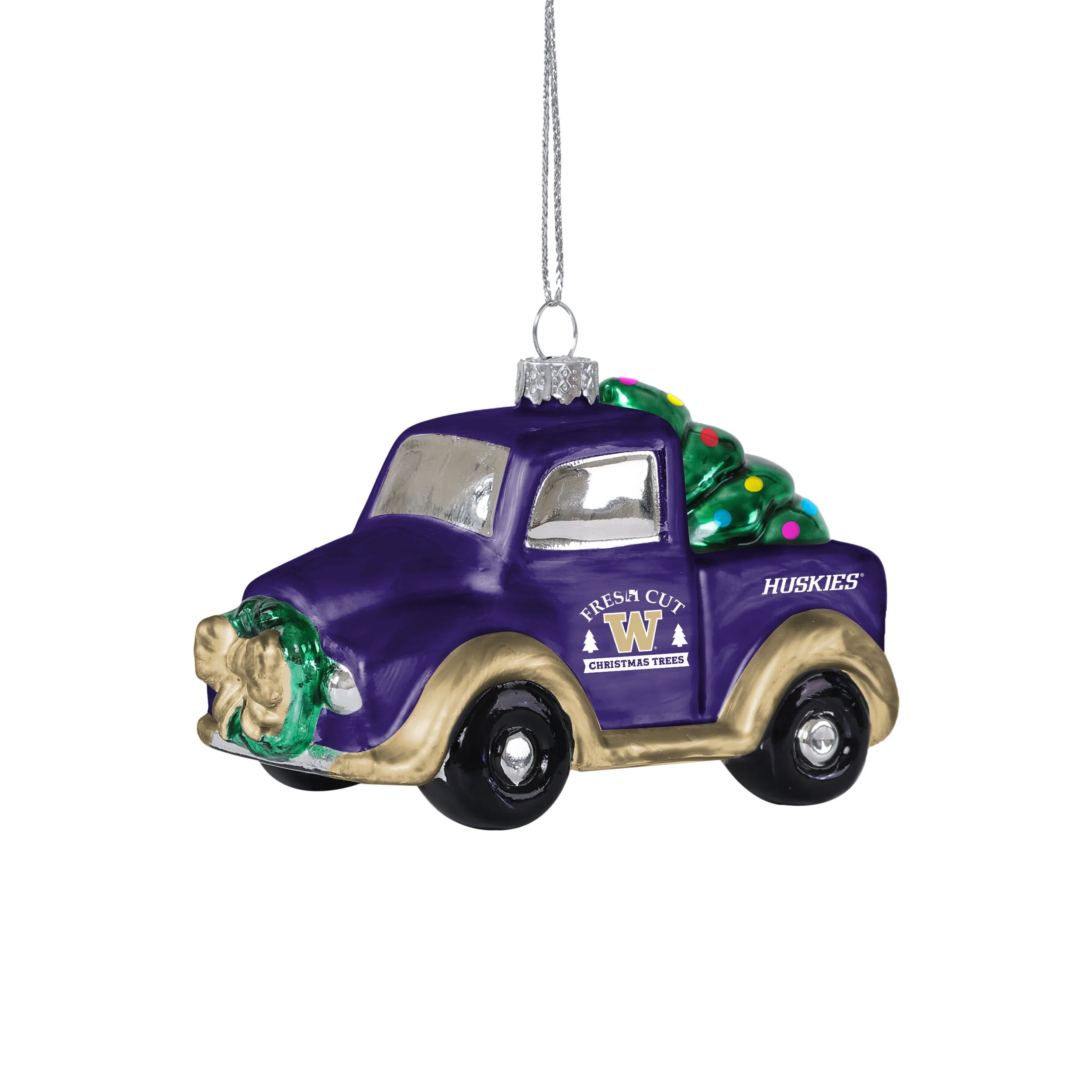 Washington Huskies NCAA Blown Glass Truck Ornament - Image 2