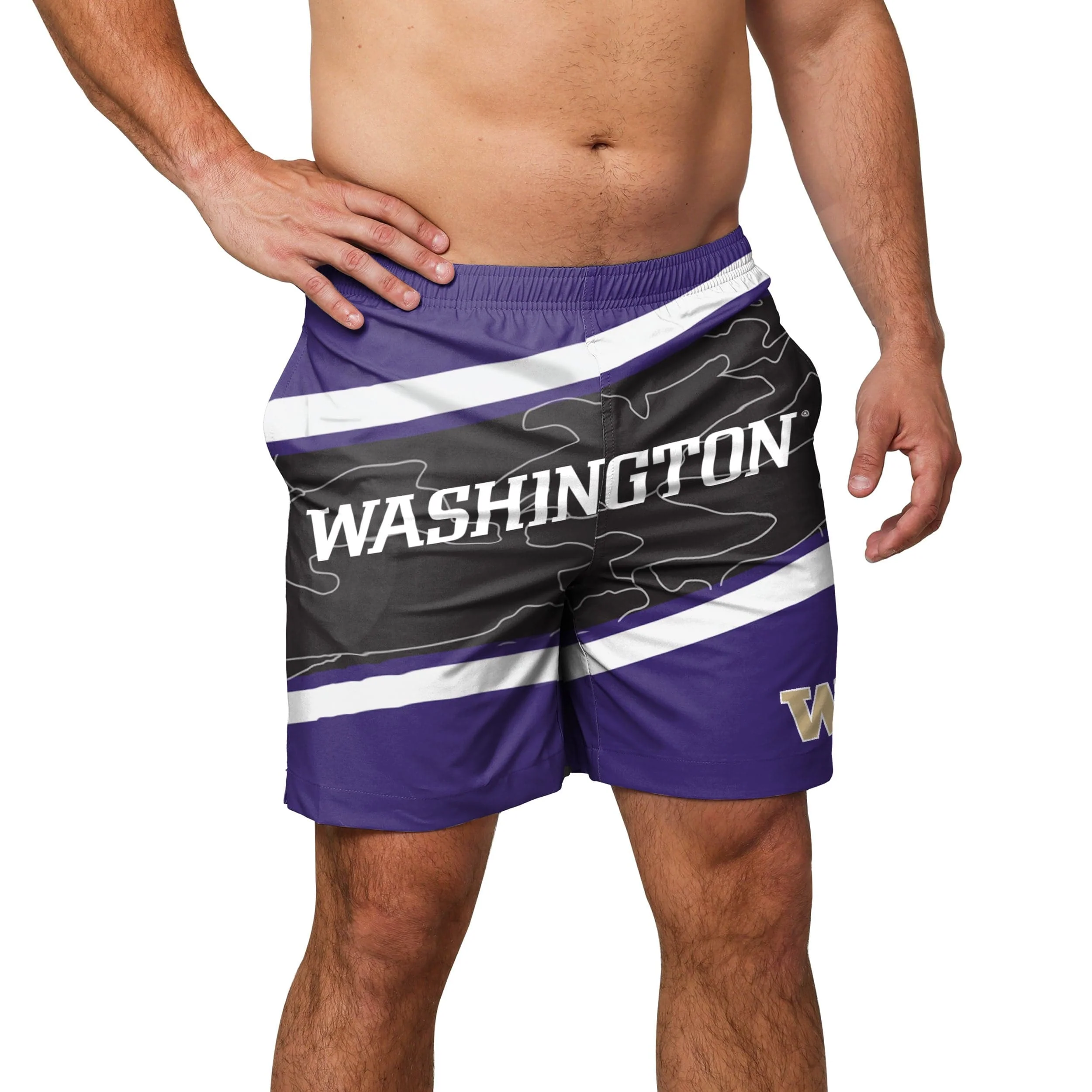 Washington Huskies NCAA Mens Big Wordmark Swimming Trunks - Image 2