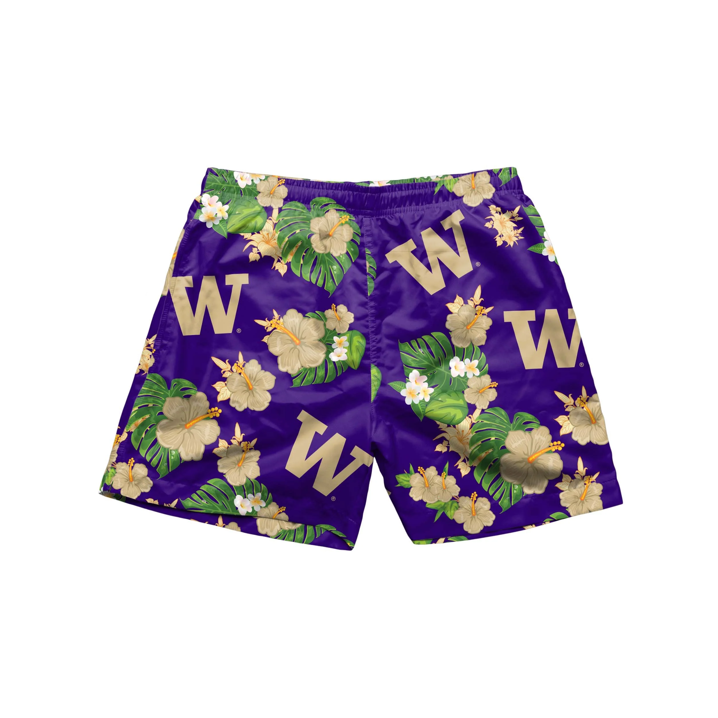 Washington Huskies NCAA Mens Floral Slim Fit 5.5" Swimming Suit Trunks - Image 4